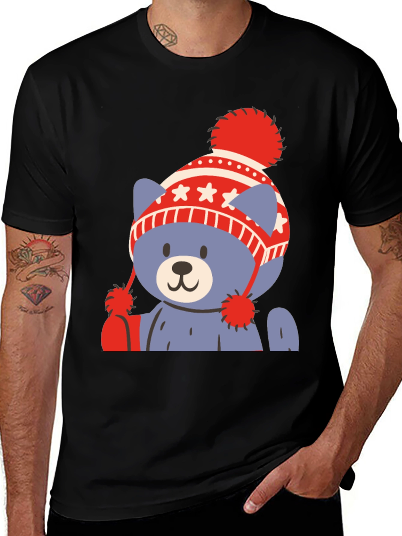 Variant 14 of Cute Bear in Winter Hat Graphic Tee