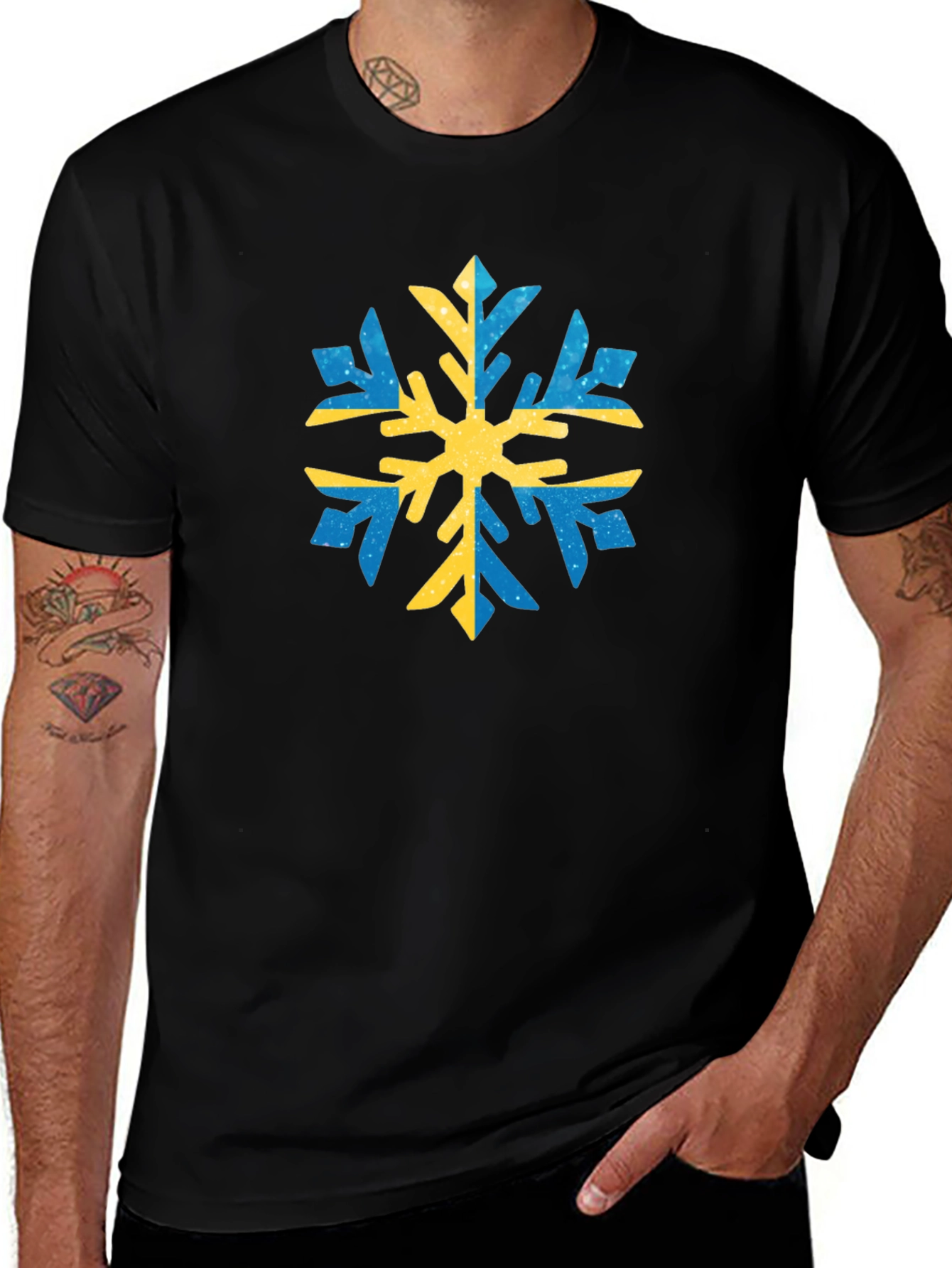 Swedish Snowflake Graphic Tee - Black Cotton