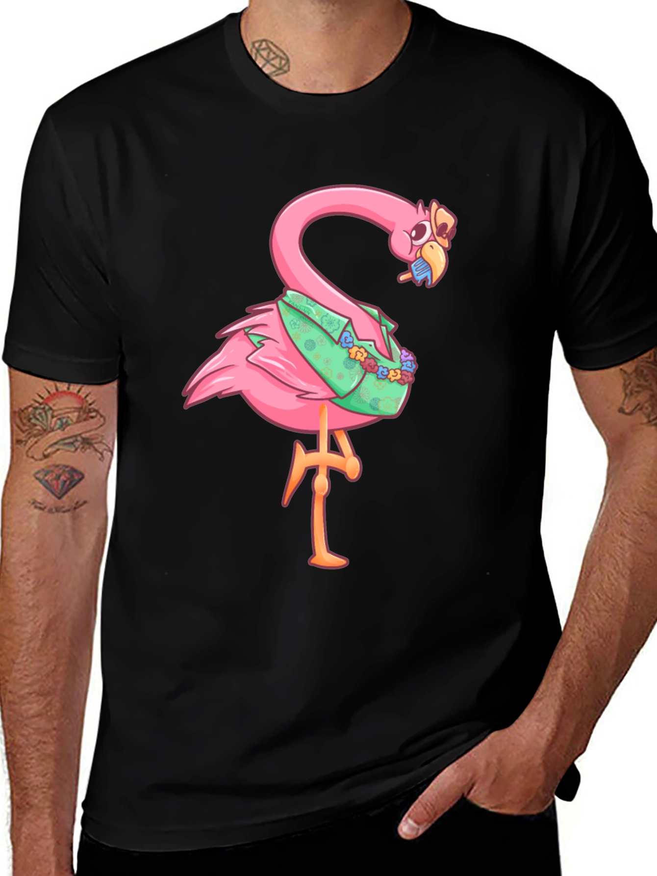 Variant 10 of Cool Flamingo Hawaiian Shirt Graphic Tee