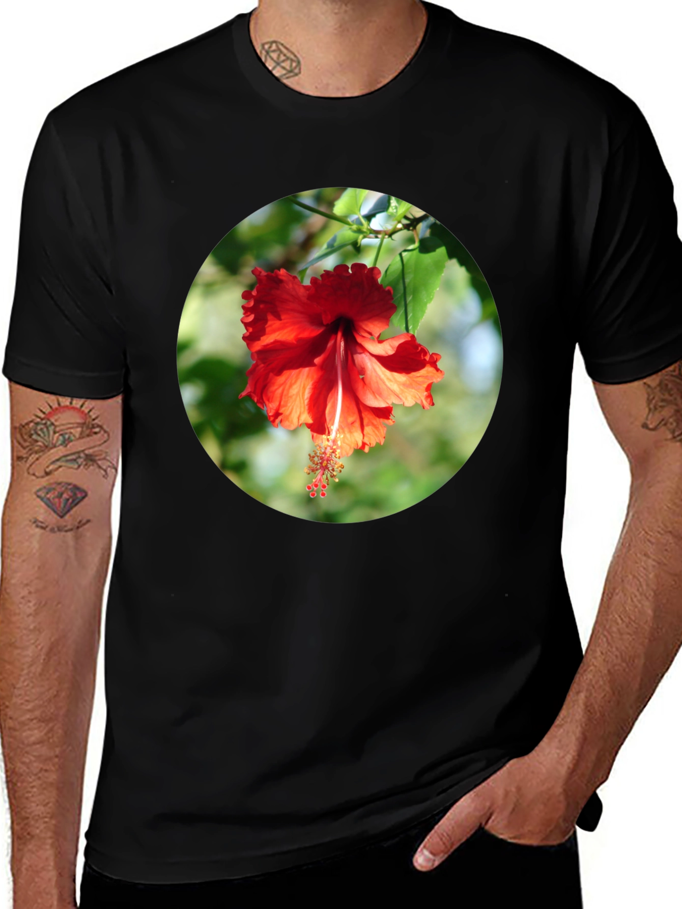 Variant 24 of Floral Print Black T-Shirt
