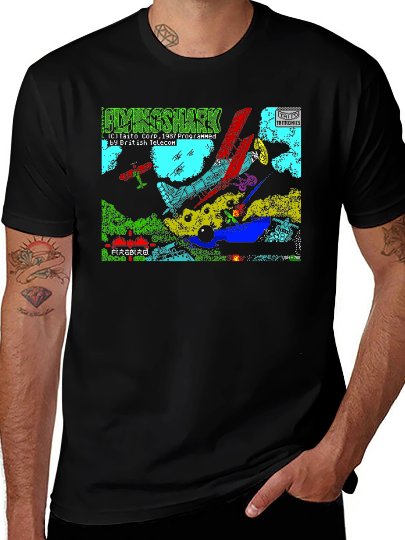 Variant 26 of Flying Shark Retro Gaming Black T-Shirt