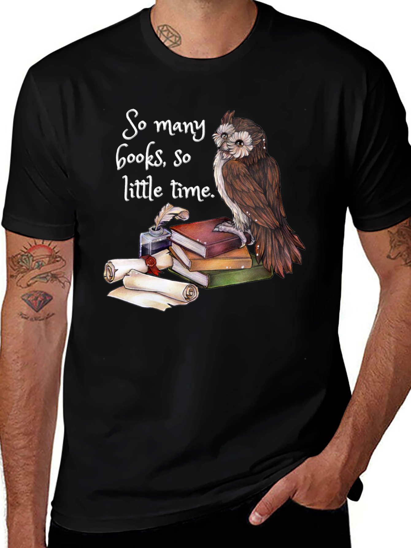 Variant 6 of Owl & Books Graphic Tee - So Many Books, So Little Time