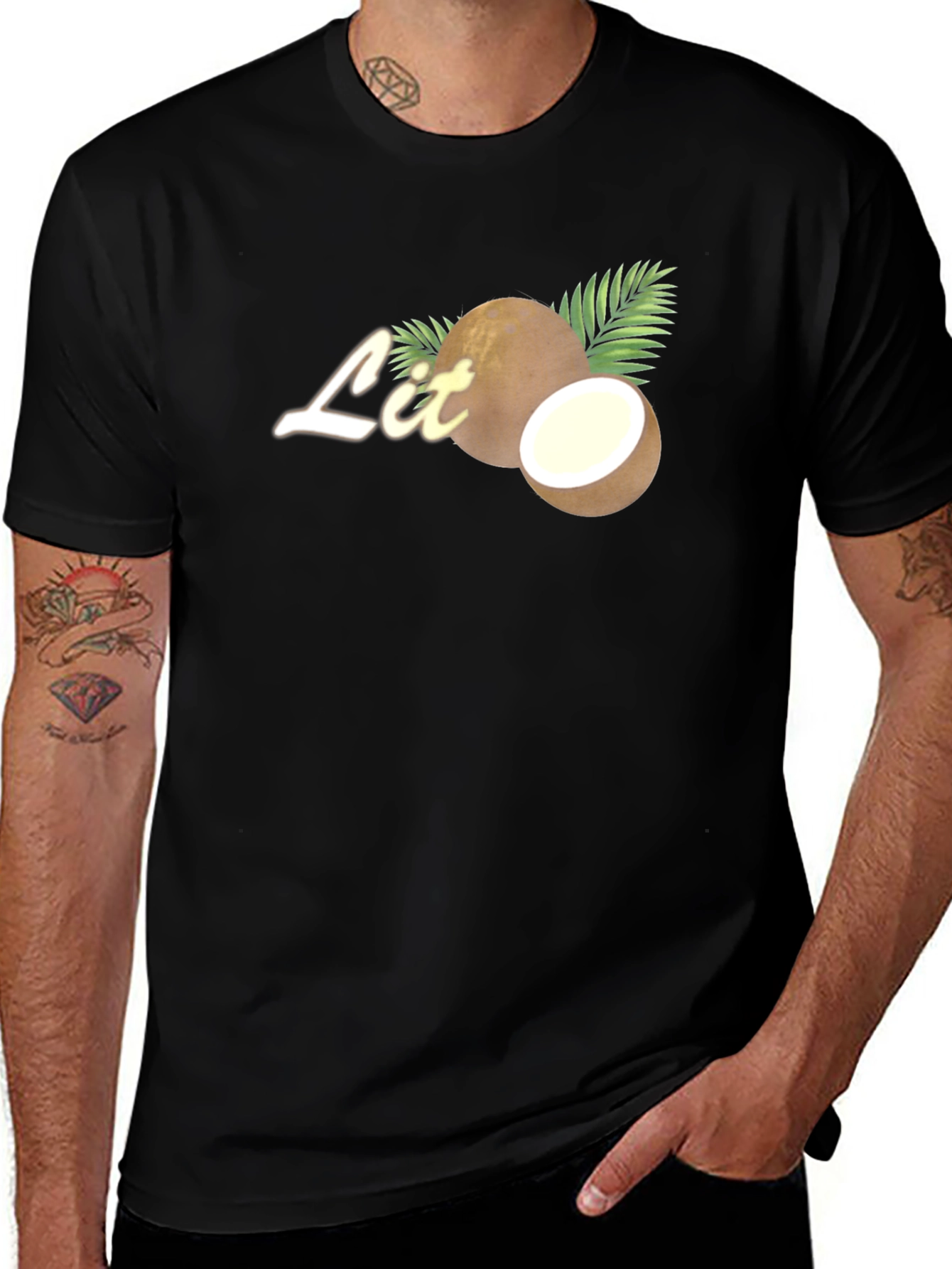 Variant 16 of Coconut Lit Tee - Tropical Vibes T-Shirt