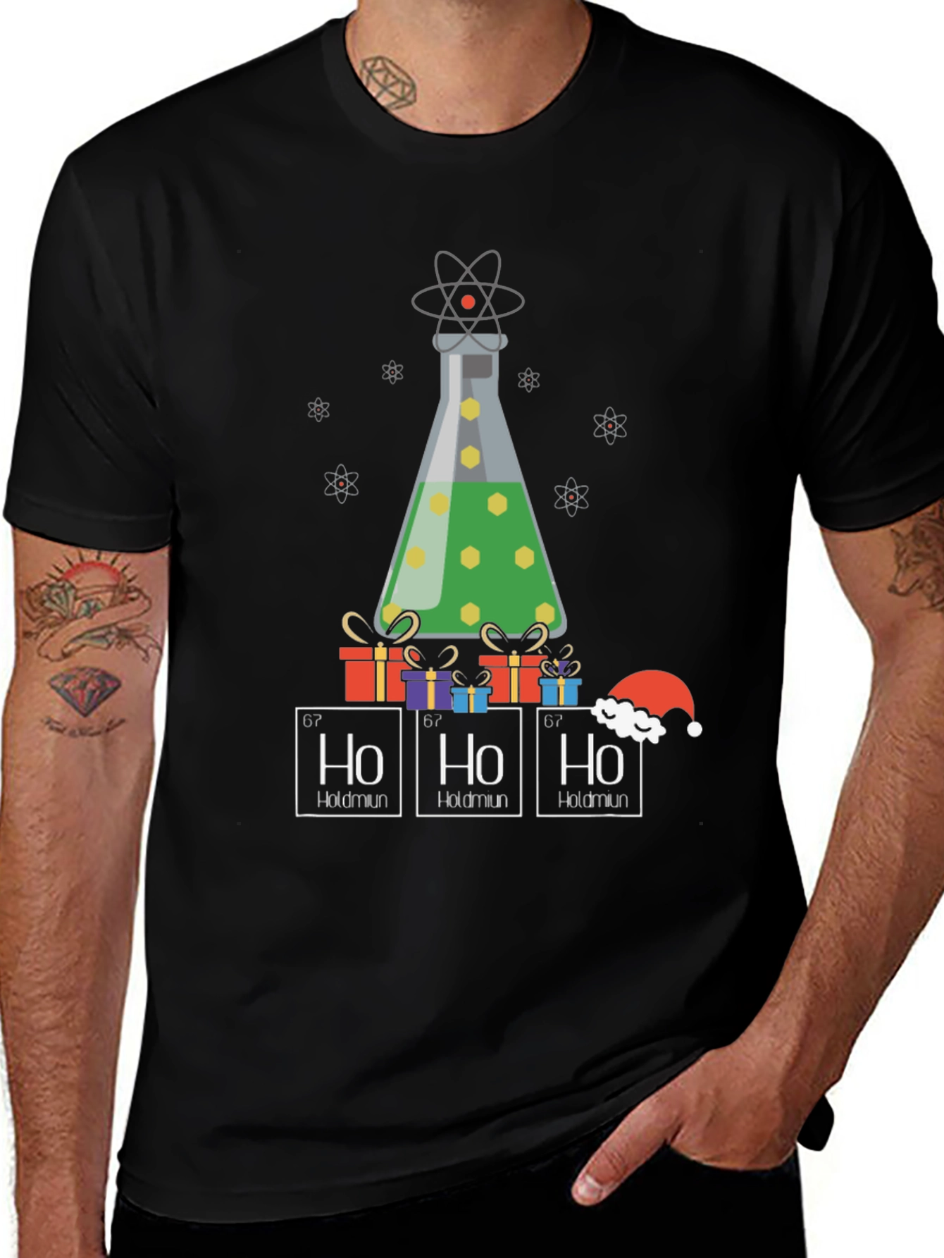 Funny Science Christmas T-Shirt - Ho Ho Holdmium!