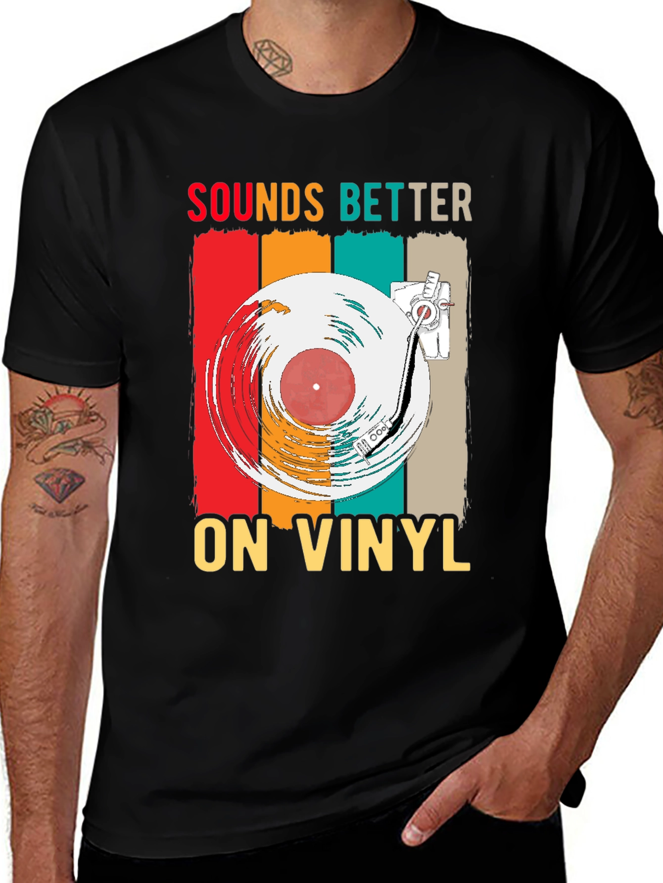 Variant 3 of Sounds Better on Vinyl Retro Music T-Shirt