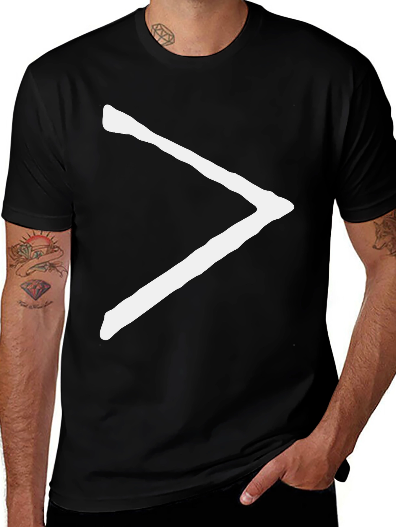 Variant 25 of Minimalist Greater Than Sign Black T-Shirt
