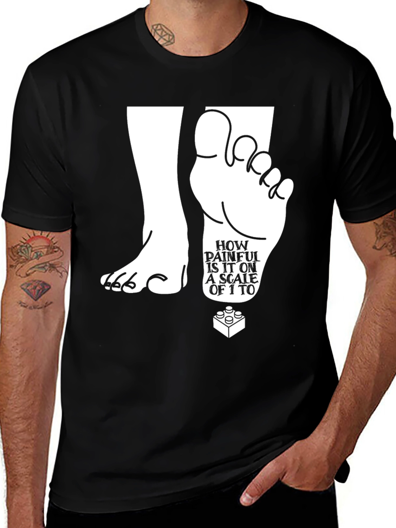 Painful LEGO Brick T-Shirt - Scale of 1 to Ouch!