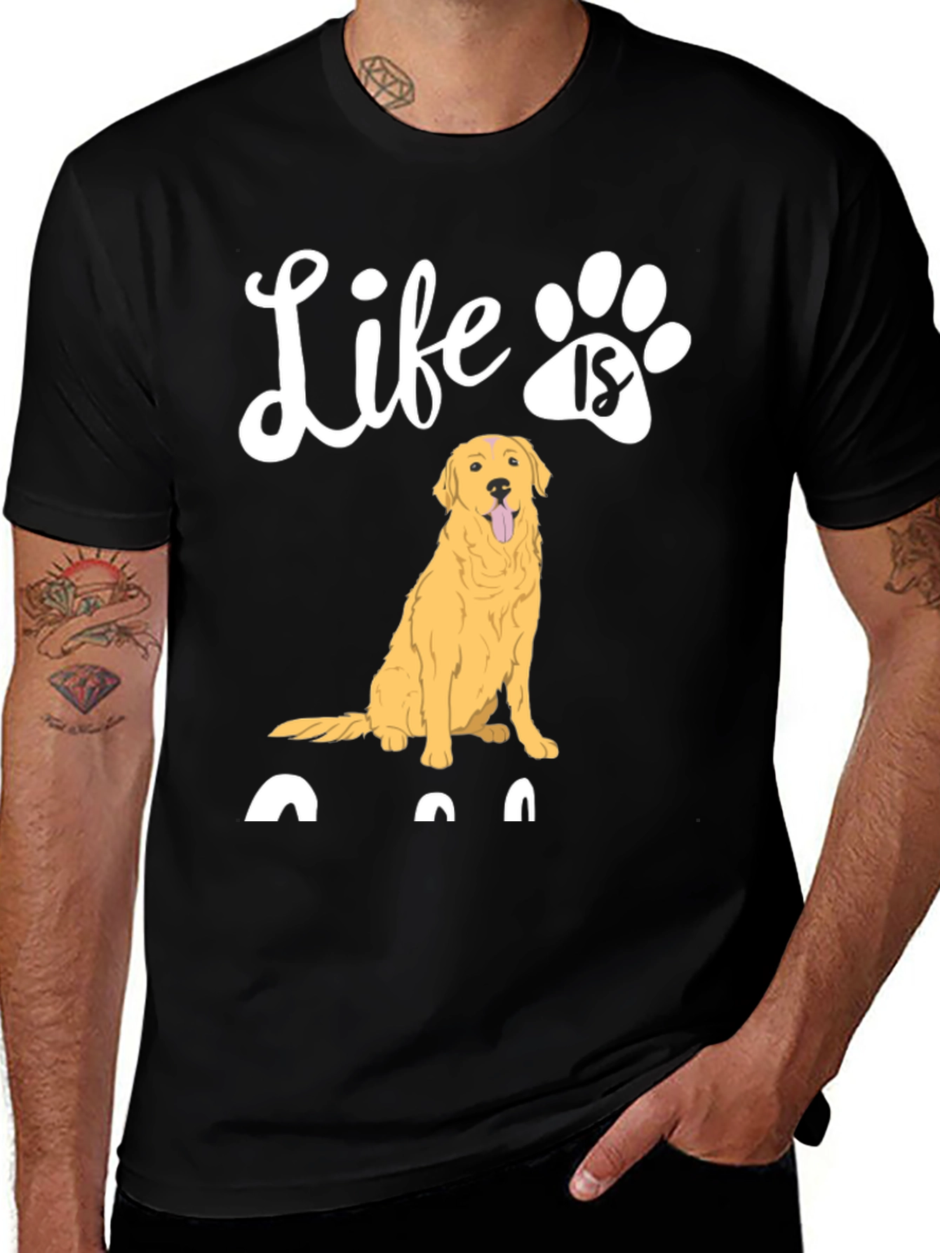 Variant 8 of Life is Golden Retriever Paw Print T-Shirt