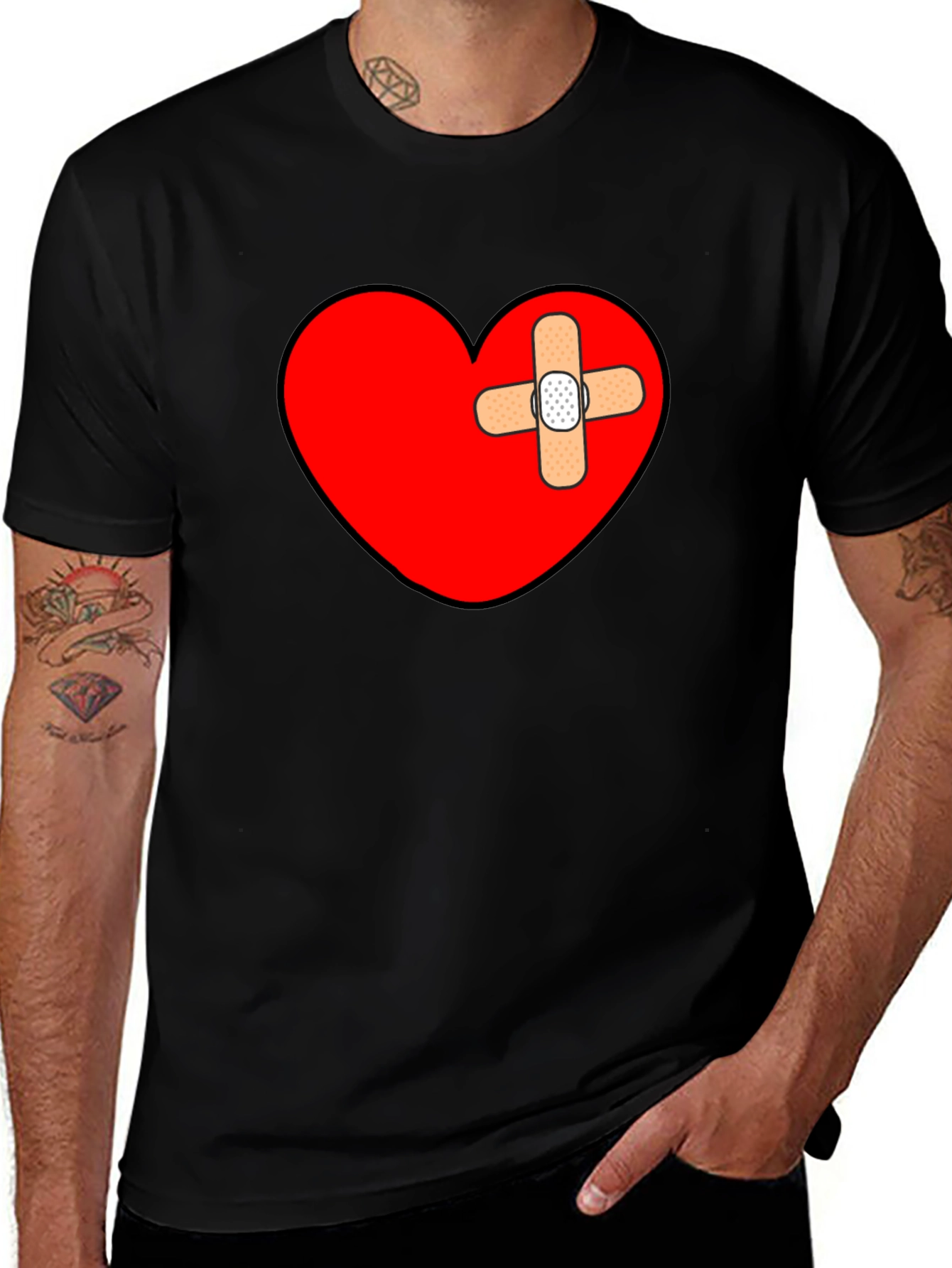 Variant 17 of Broken Heart Bandage T-Shirt - Mens Graphic Tee