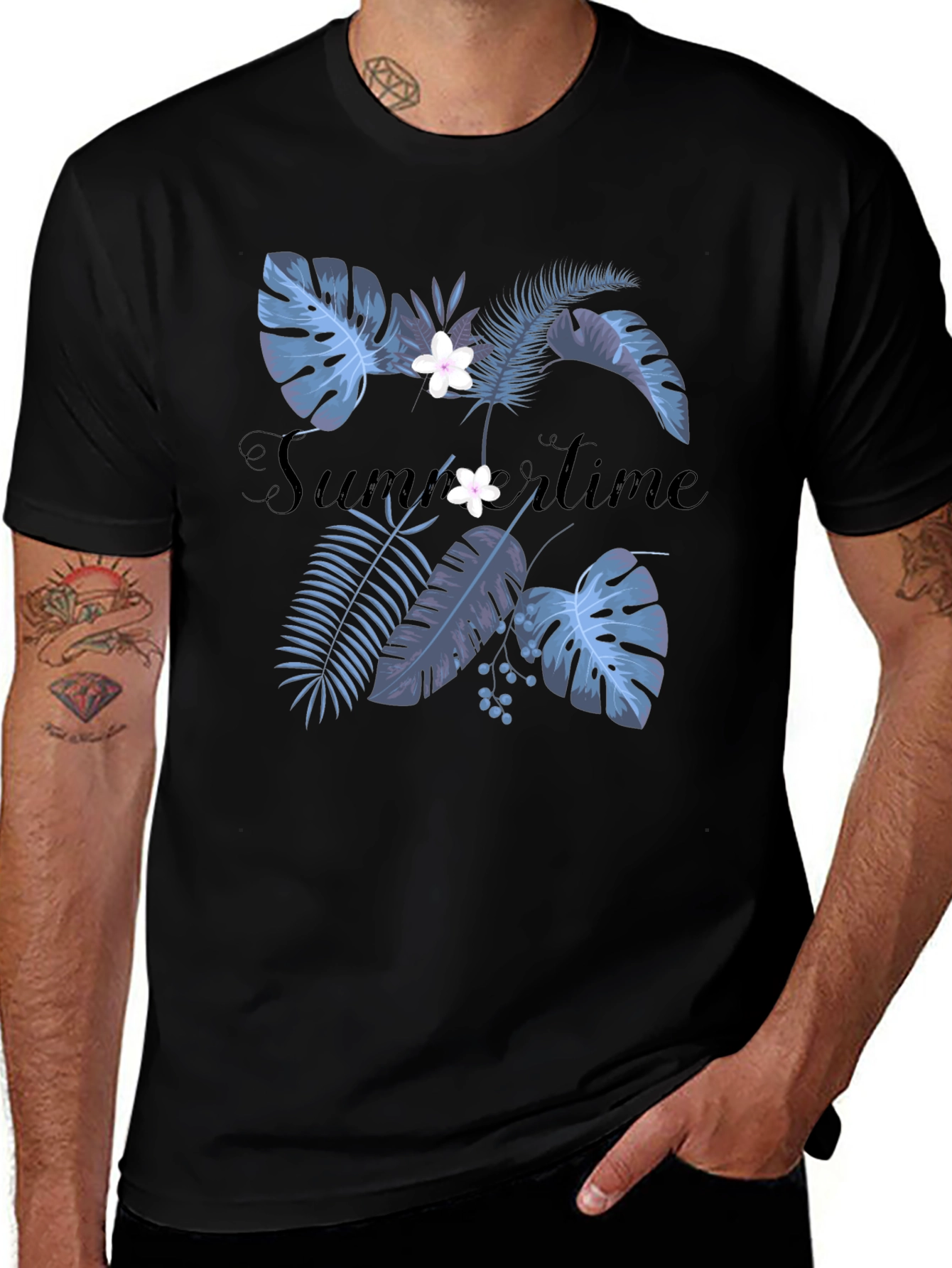Variant 17 of Tropical Summertime T-Shirt - Floral Leaf Print
