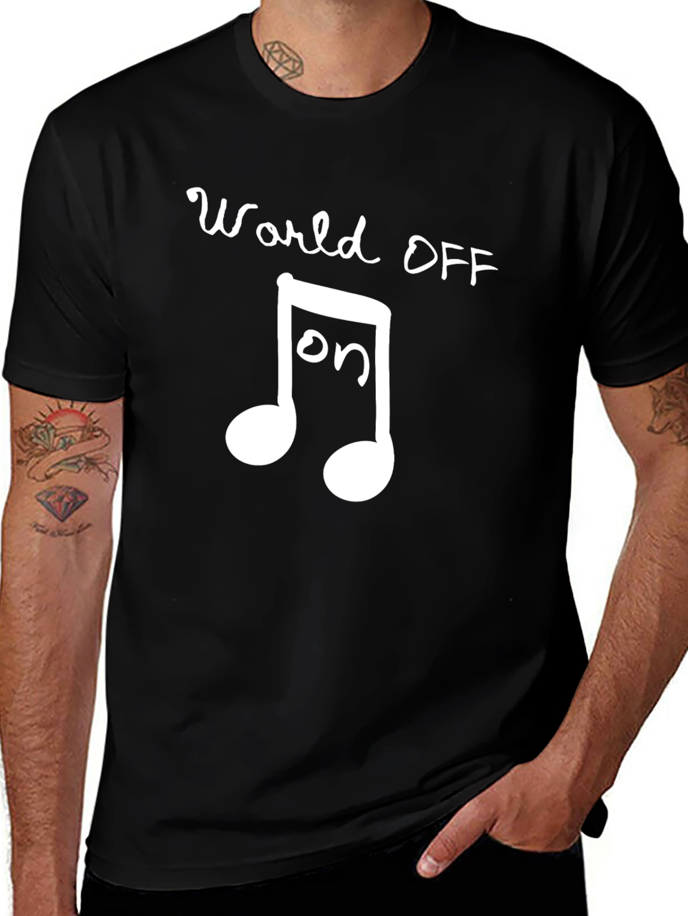 Variant 13 of World OFF Music ON Black Graphic Tee