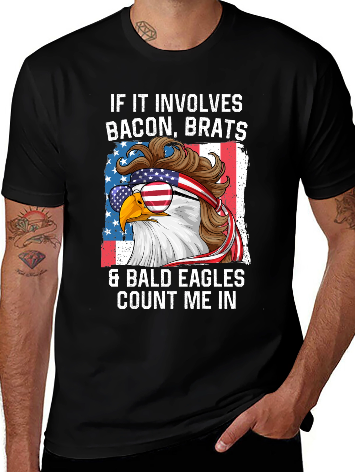 Variant 19 of Bacon Brats & Bald Eagles Patriotic T-Shirt