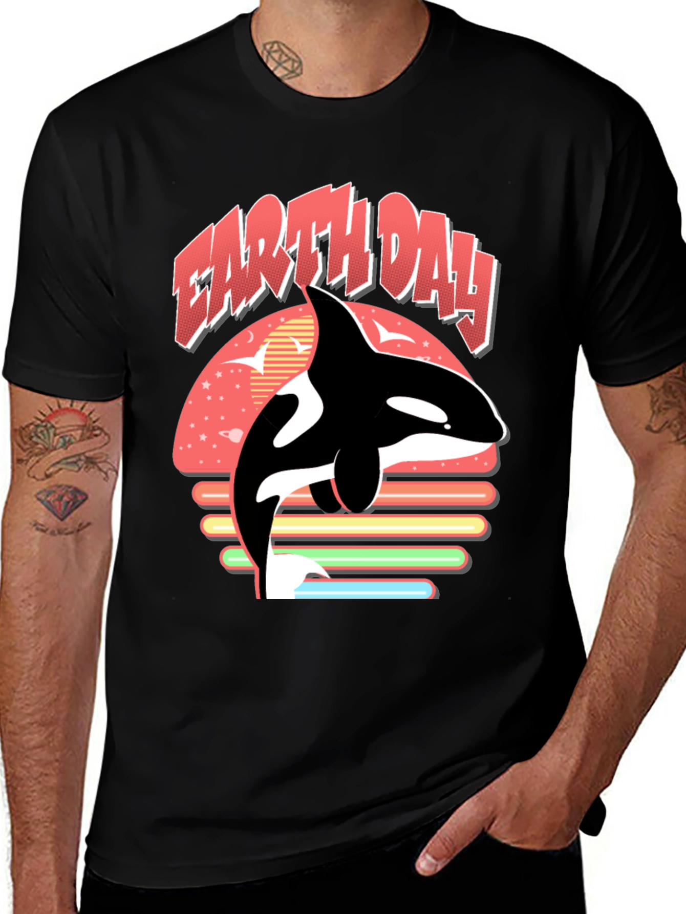 Earth Day Orca T-Shirt - Black, Graphic Tee