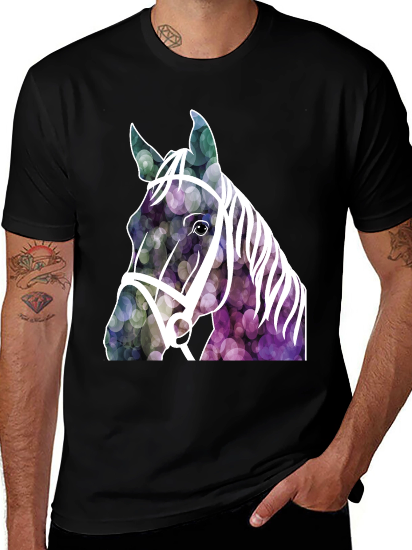 Variant 17 of Horse Graphic T-Shirt - Men's Black Tee