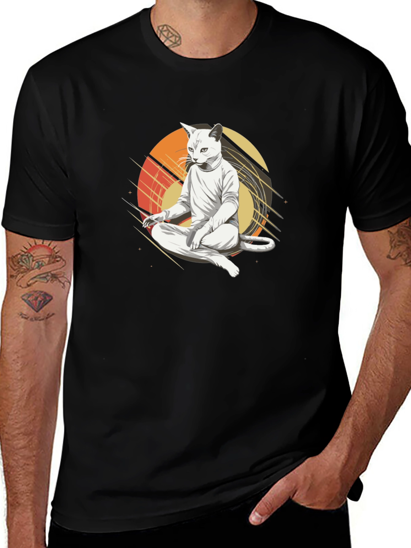 Variant 10 of Meditating Cat T-Shirt - Yoga Zen Kitten Tee