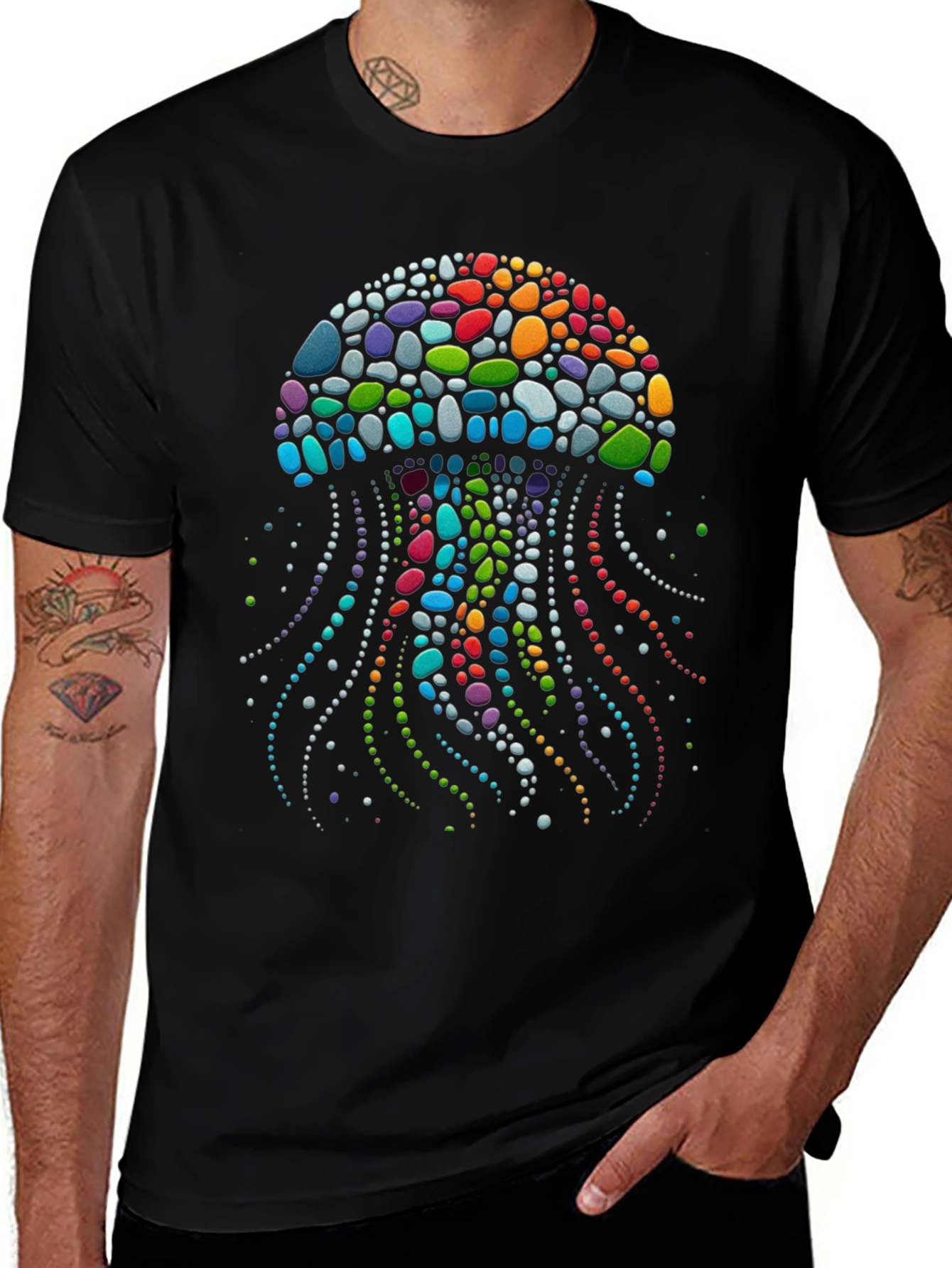 Variant 20 of Colorful Jellyfish Graphic Tee - Black