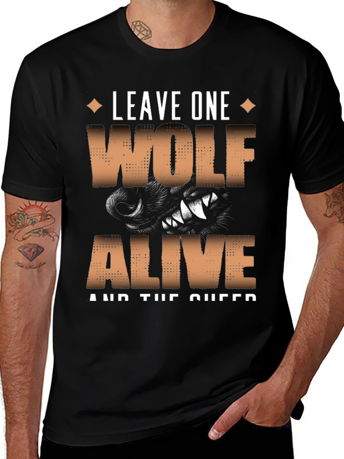 Variant 11 of Leave One Wolf Alive T-Shirt - Unique Graphic Tee