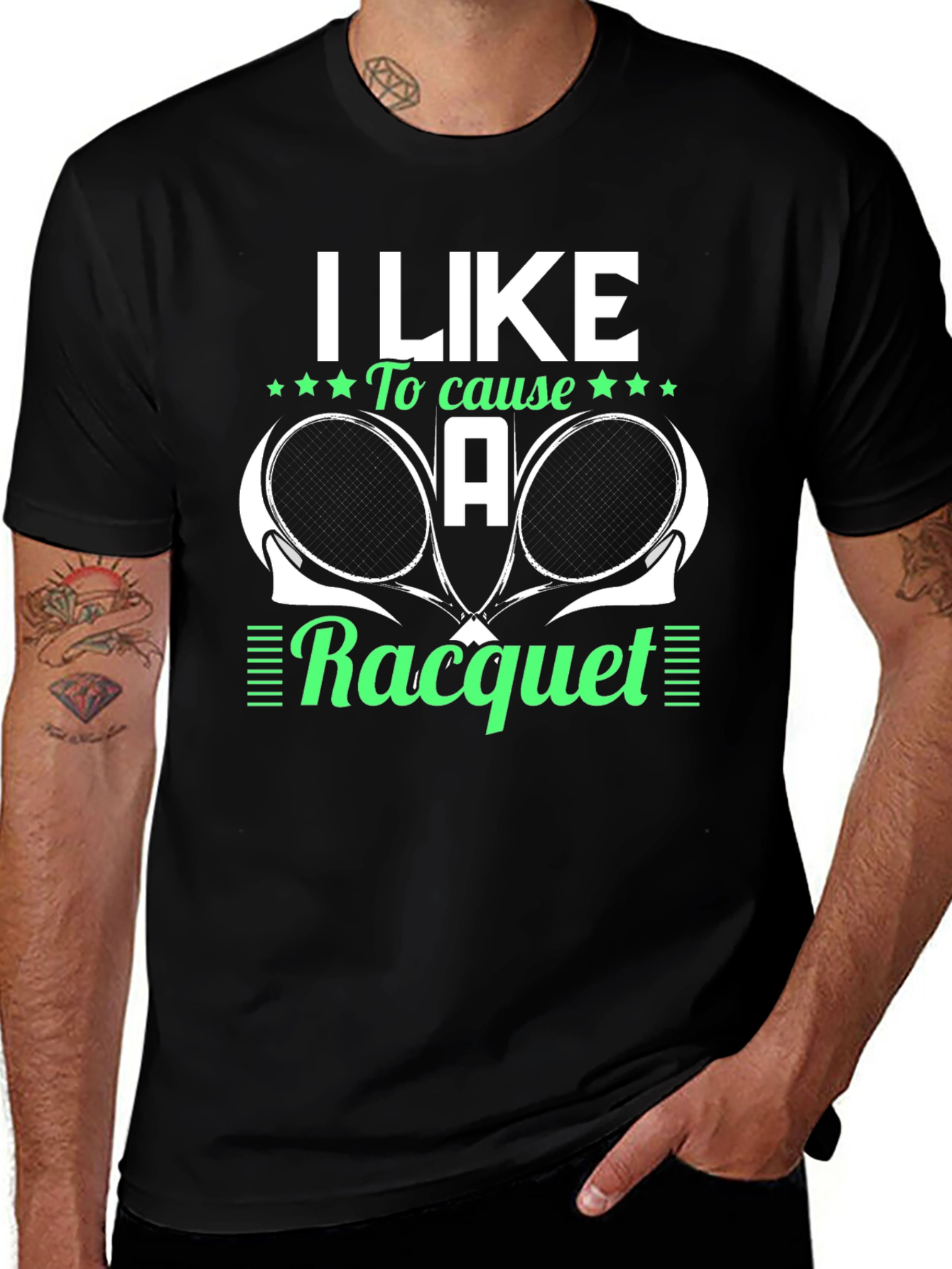 Variant 26 of I Like To Cause A Racquet Graphic Tee