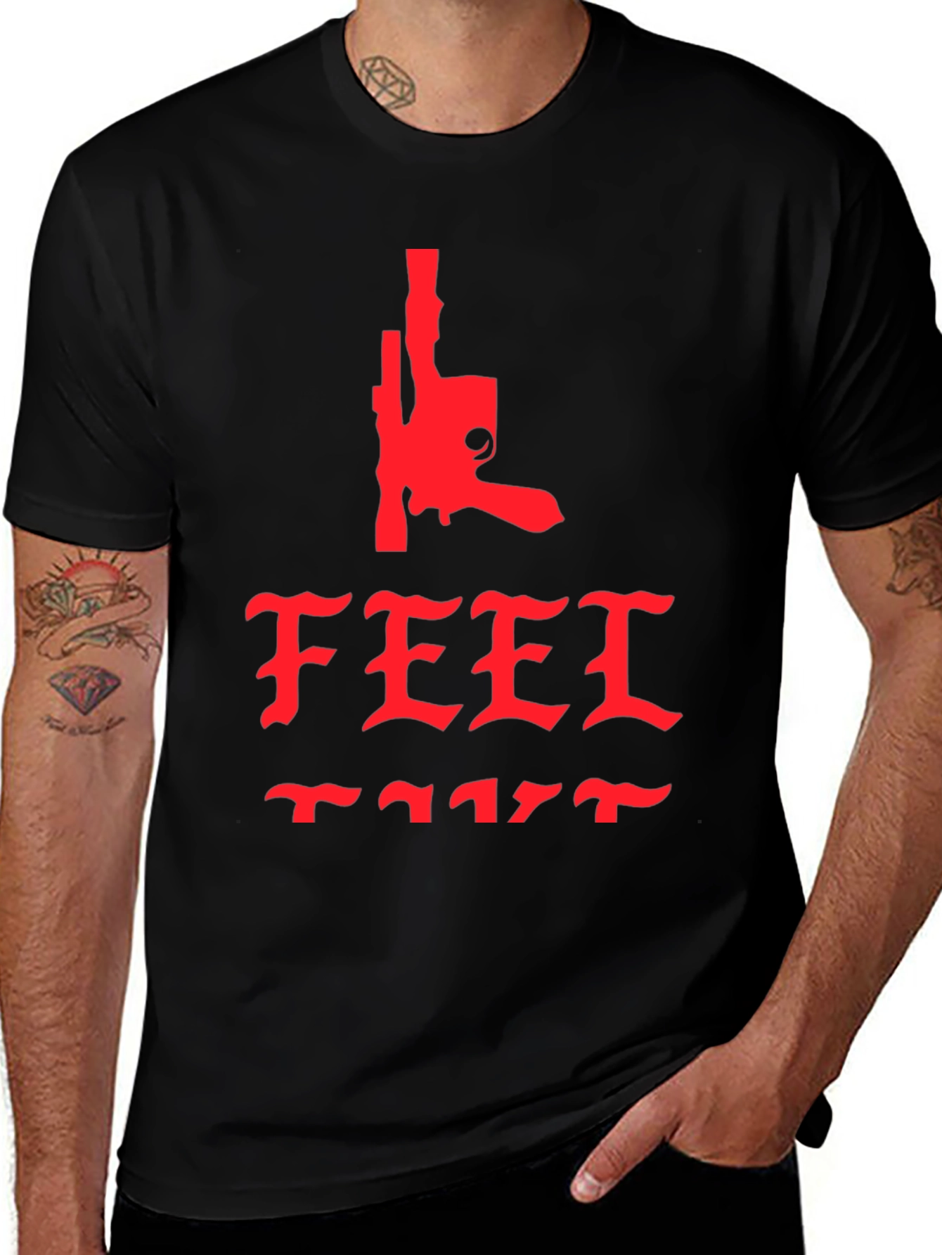 Variant 23 of Edgy "Feel Like" Graphic Tee - Black
