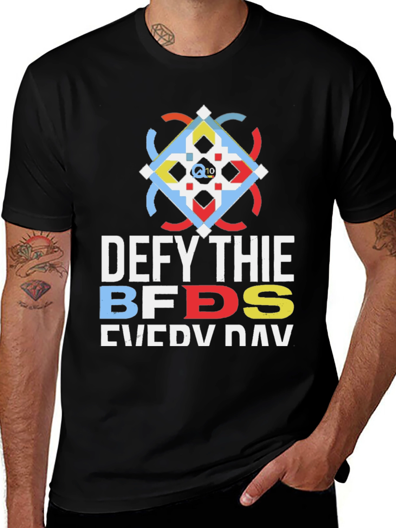 Variant 18 of Defy Thie BFDS Everyday Tee - Unique Graphic Black T-Shirt
