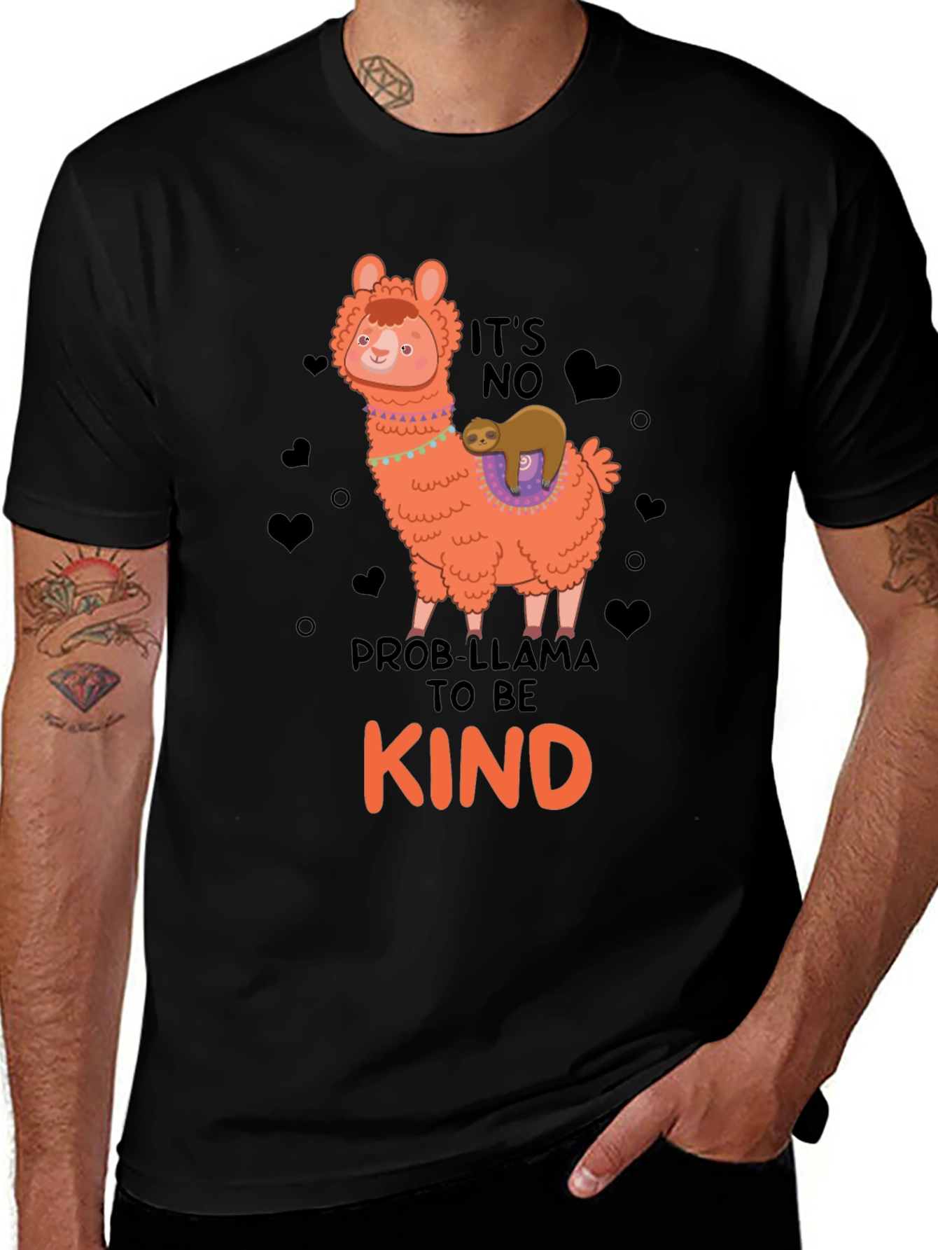 Variant 29 of Cute Llama Graphic T-Shirt - It's No Prob-Llama To Be Kind