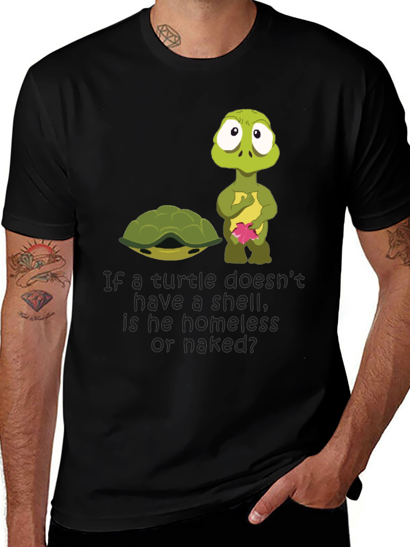 Variant 9 of Funny Turtle Shell Homeless Naked T-Shirt