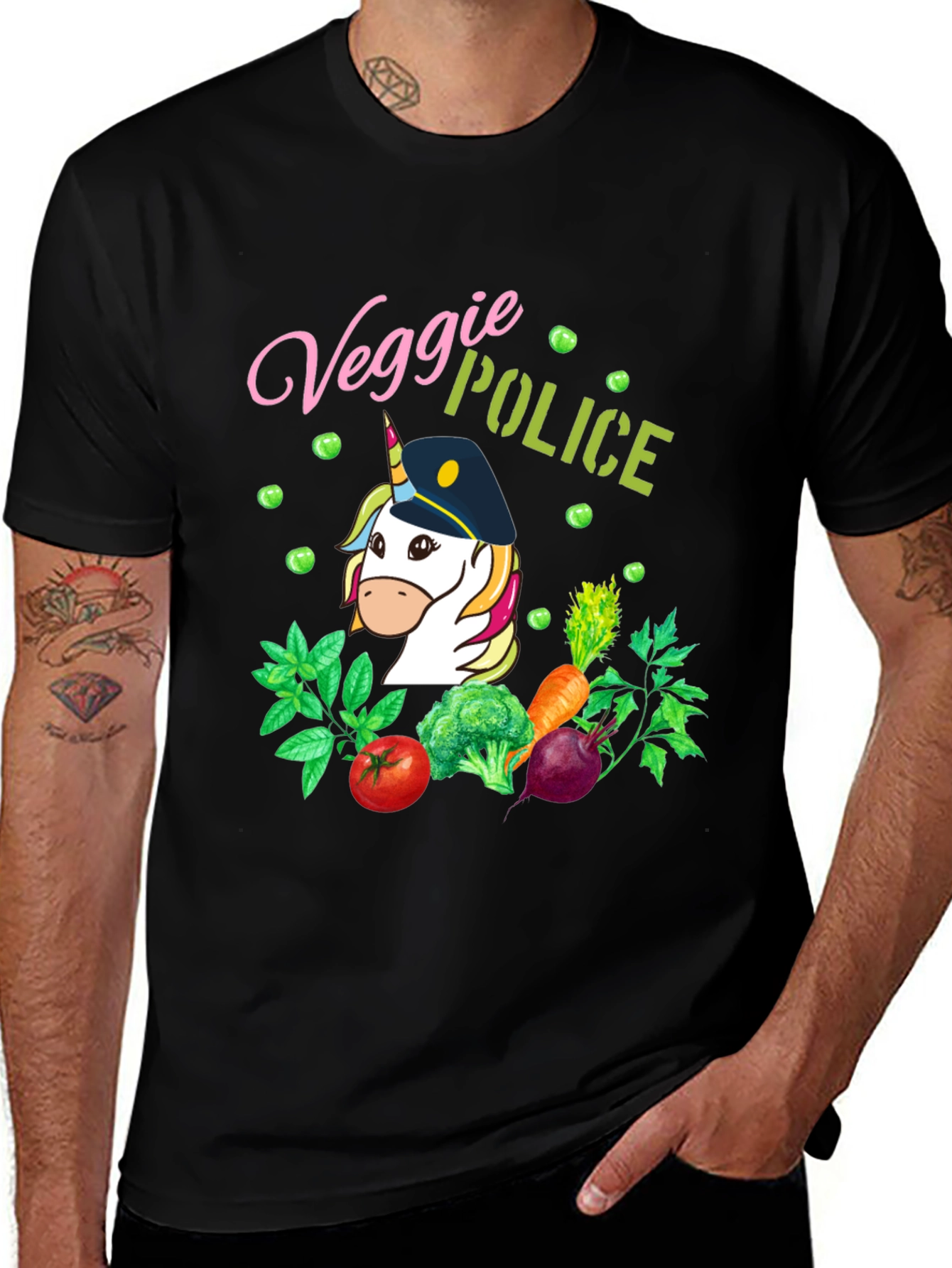 Variant 10 of Veggie Police Unicorn Graphic Tee