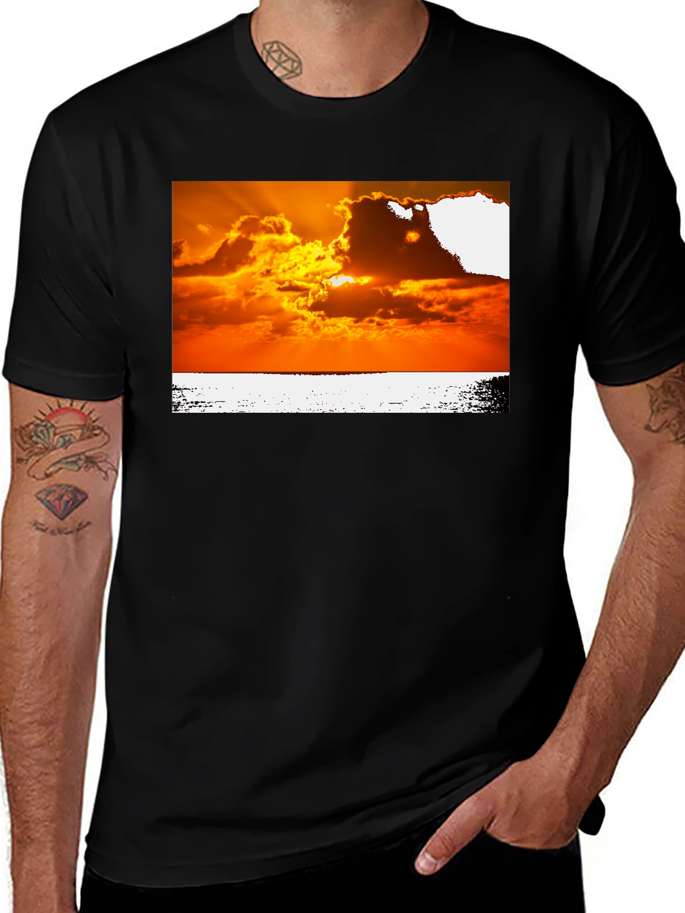 Variant 7 of Sunset Graphic Tee - Stylish Men's Casual Shirt