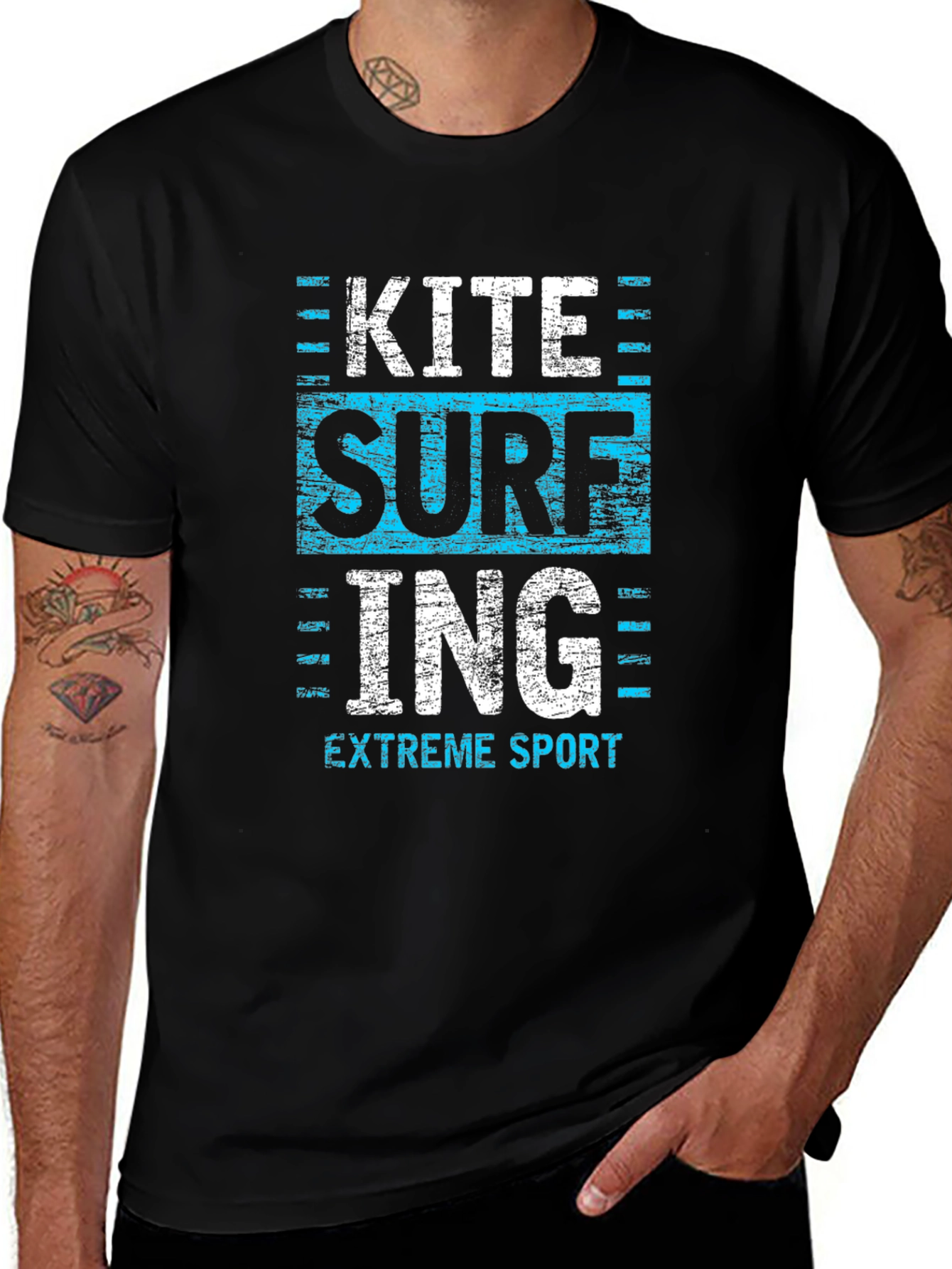 Variant 9 of Kite Surfing Extreme Sport Graphic Tee - Black