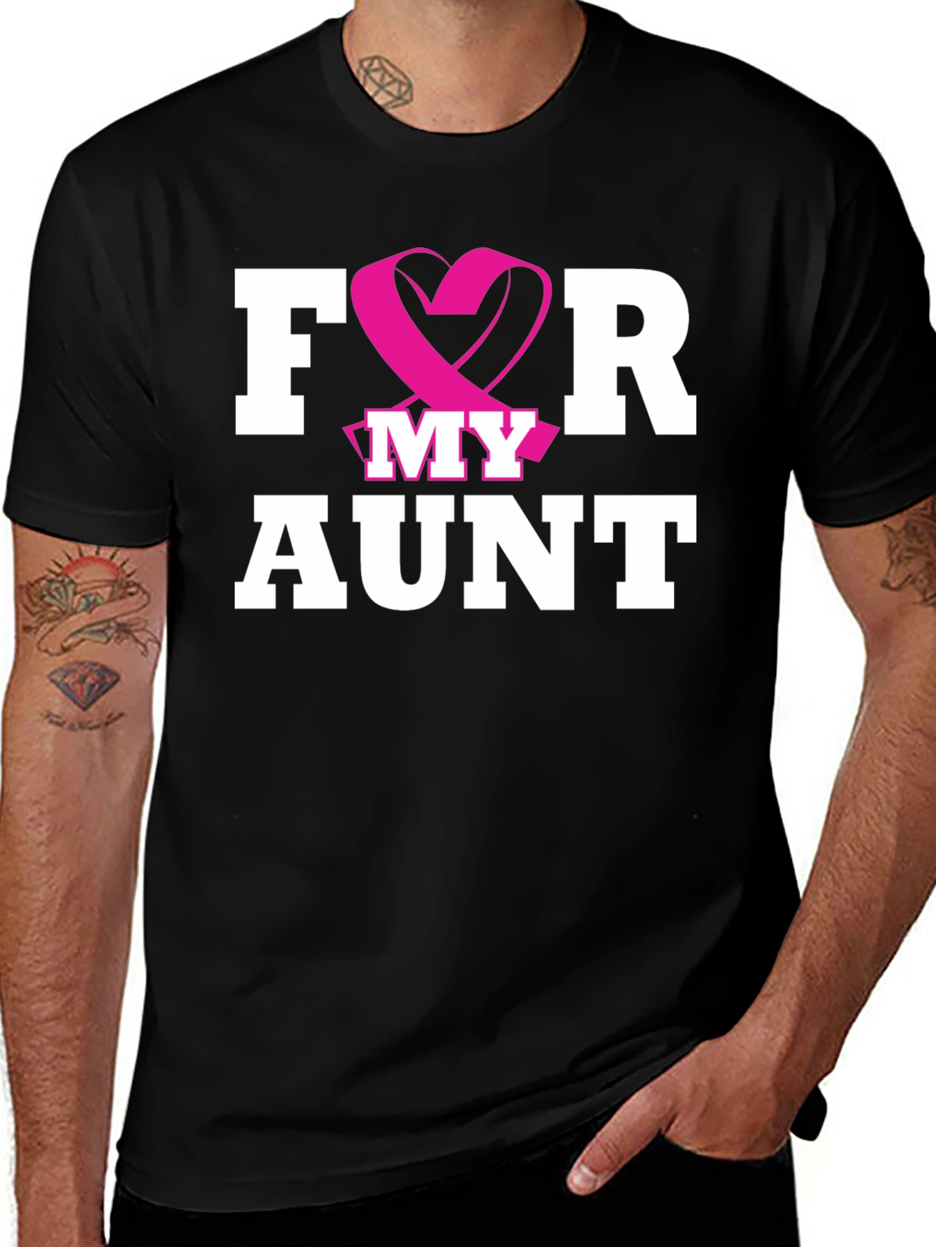 Variant 15 of For My Aunt T-Shirt: Pink Heart Ribbon Design