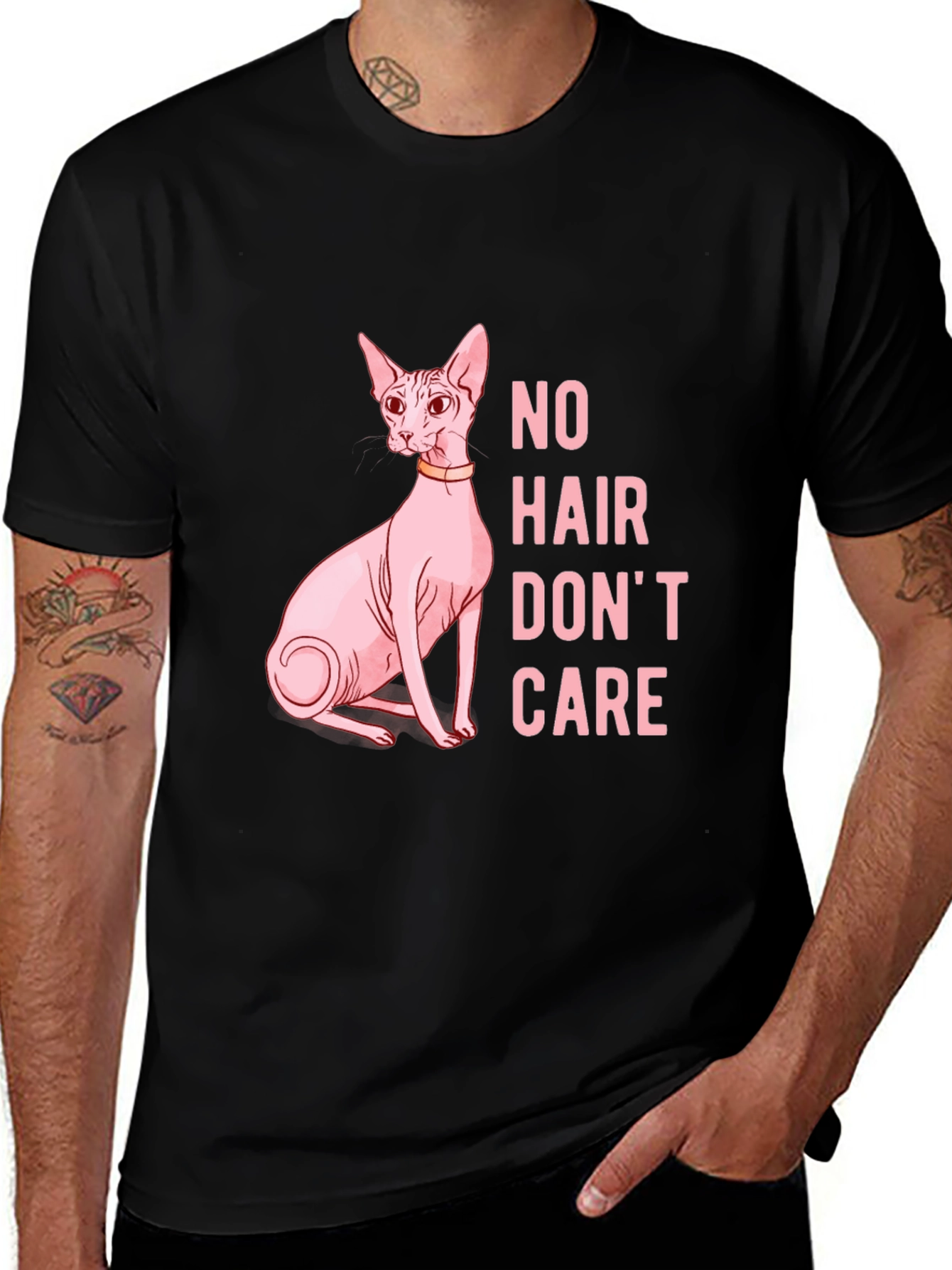 Variant 28 of Hairless Cat Lover T-Shirt - Funny No Hair Don't Care Tee