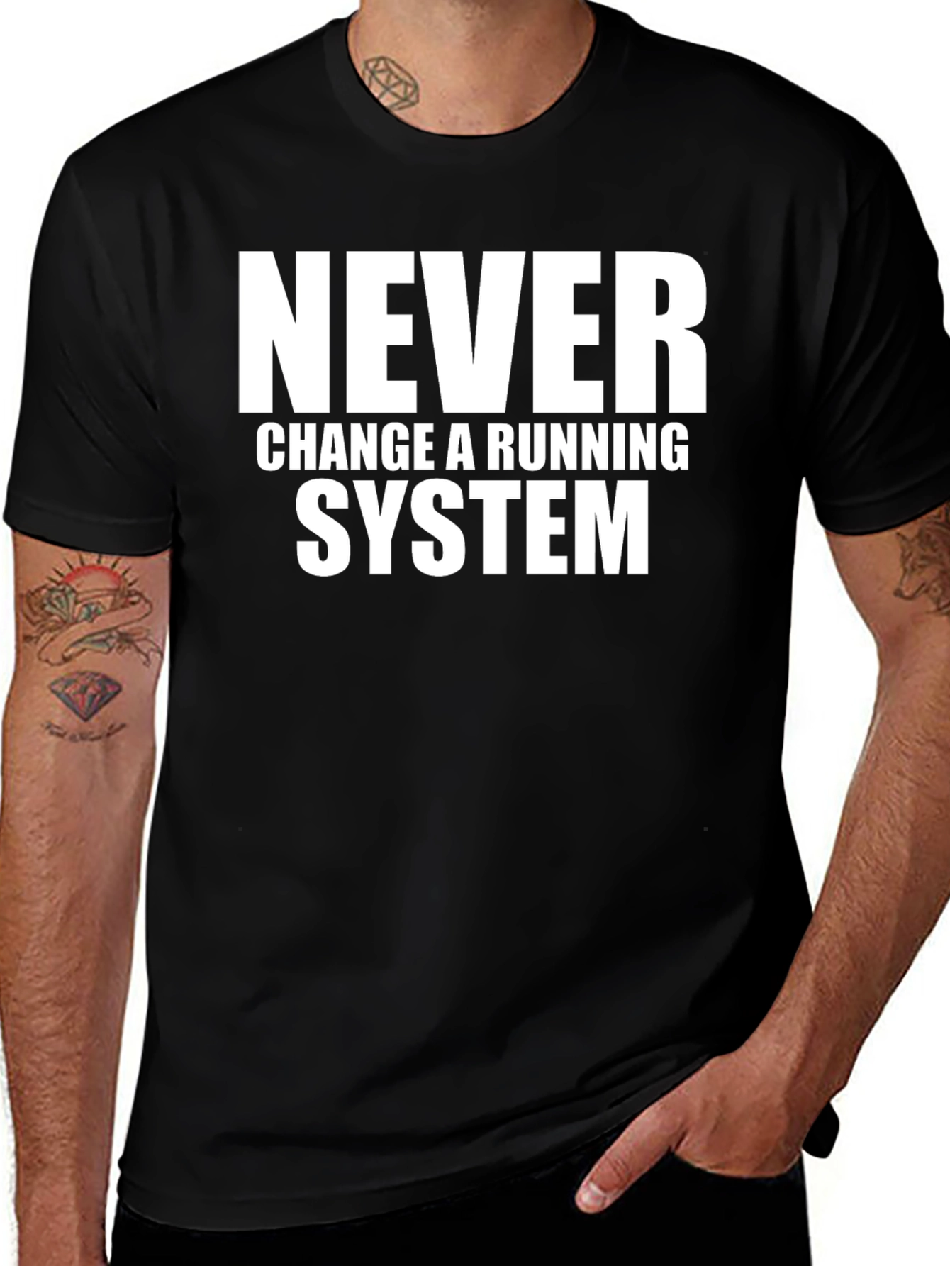 Black Never Change a Running System Graphic Tee main image