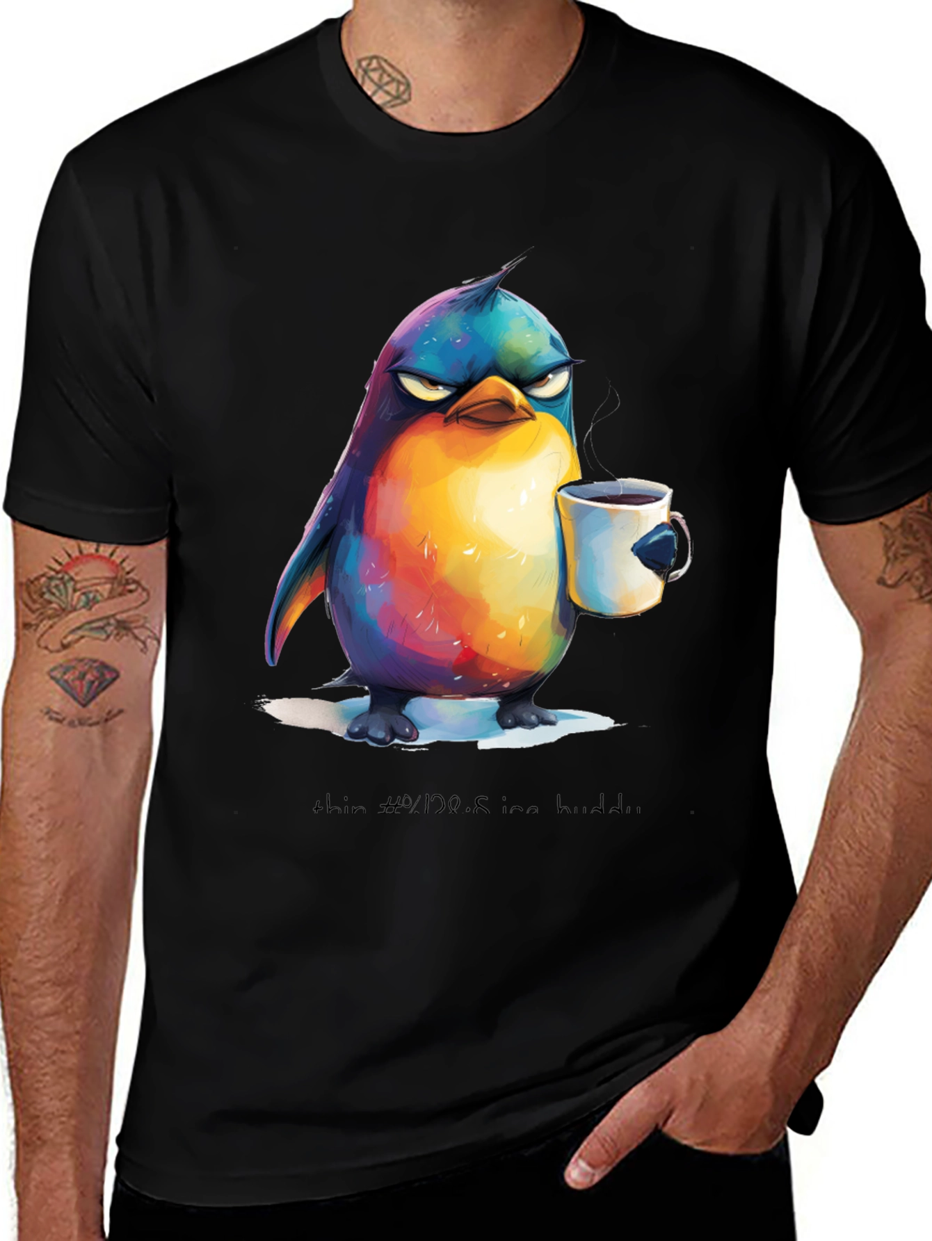 Variant 29 of Grumpy Penguin Coffee T-Shirt - Unique Graphic Tee