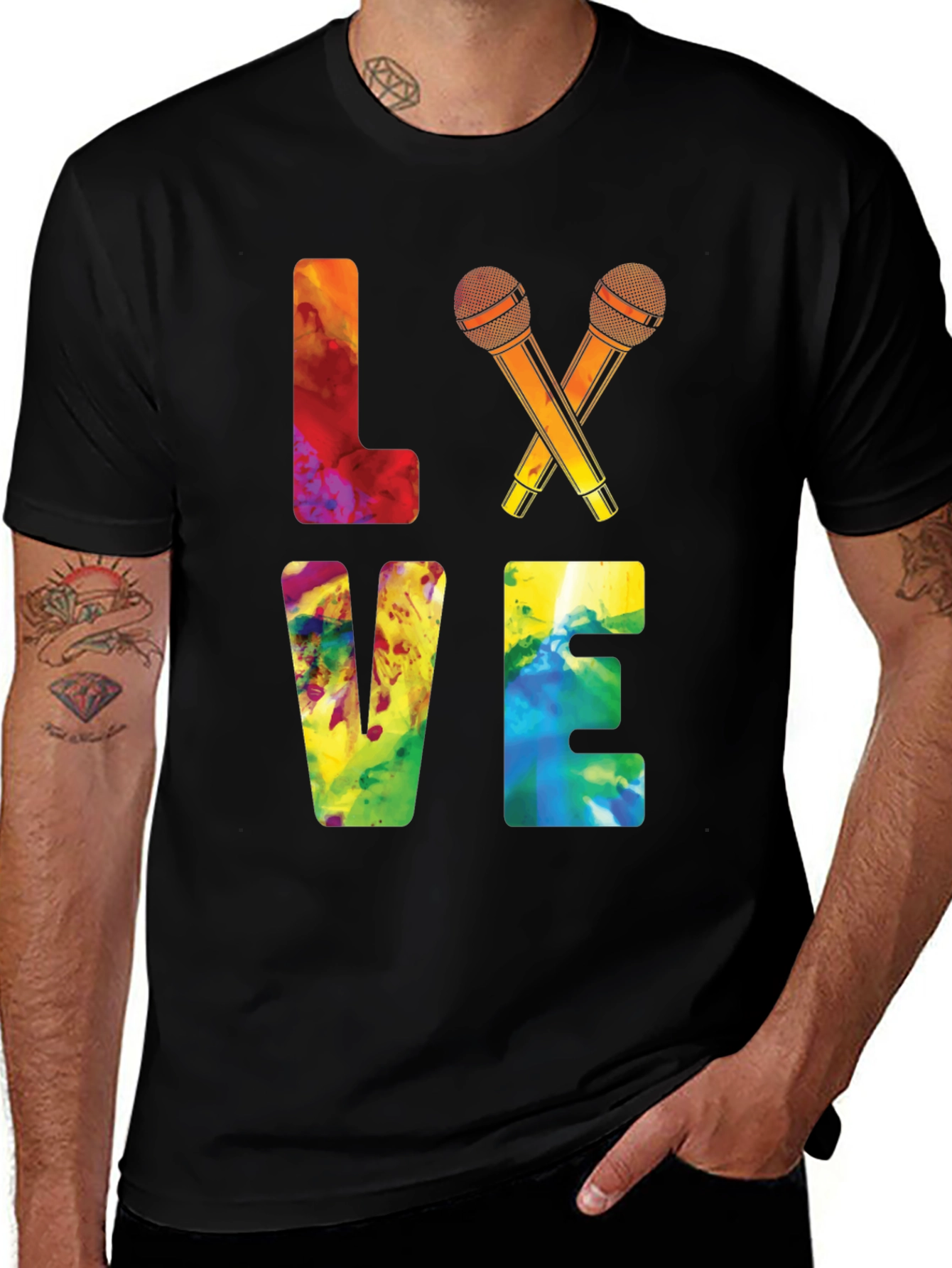 Love Karaoke T-Shirt - Colorful Tie-Dye Design