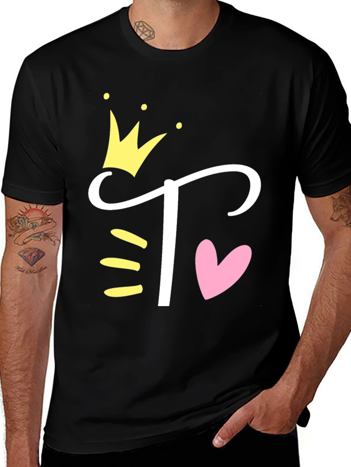 Queen Initial T Black T-Shirt