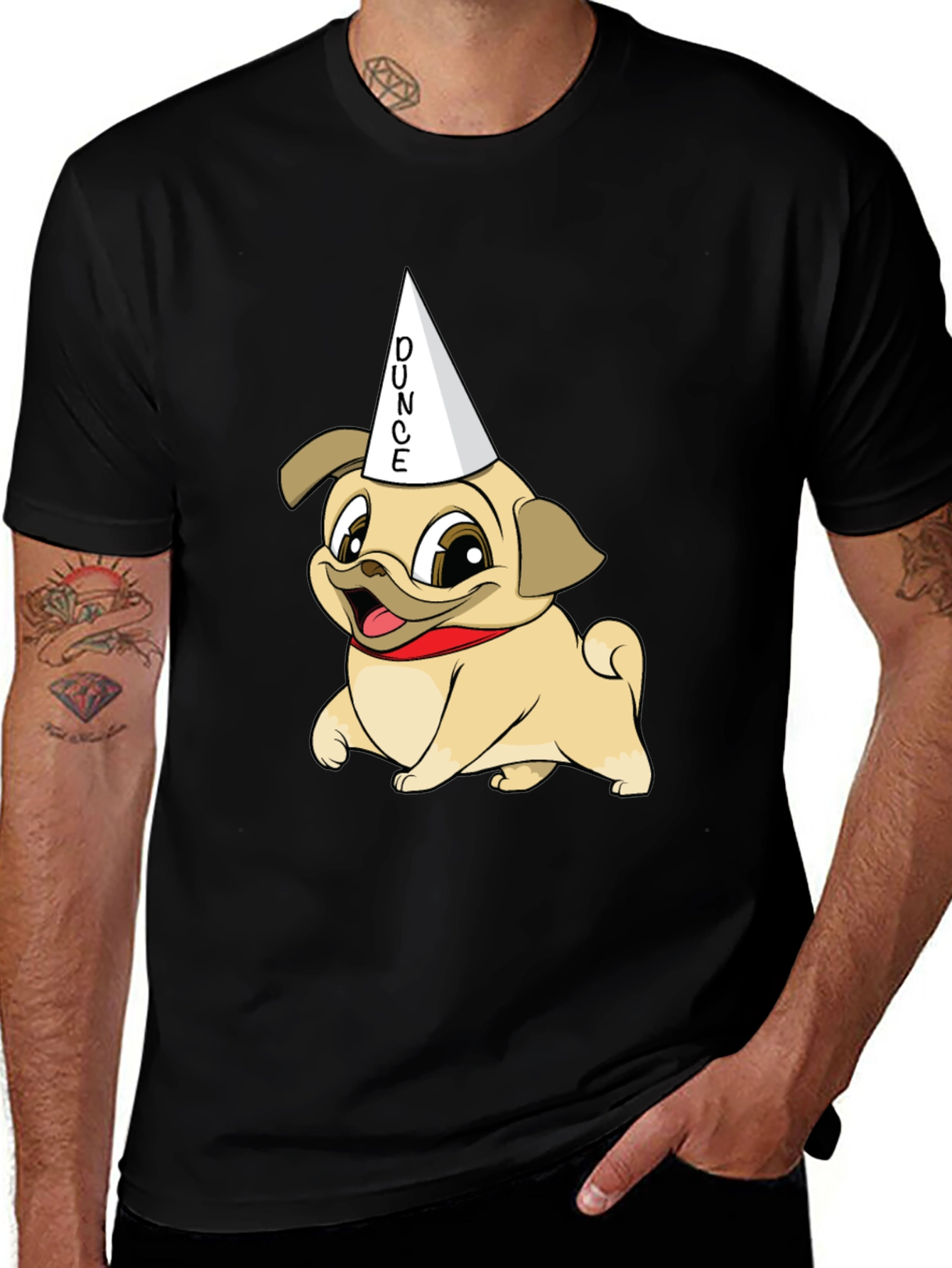 Variant 7 of Dunce Pug Graphic Tee - Funny Dog Shirt