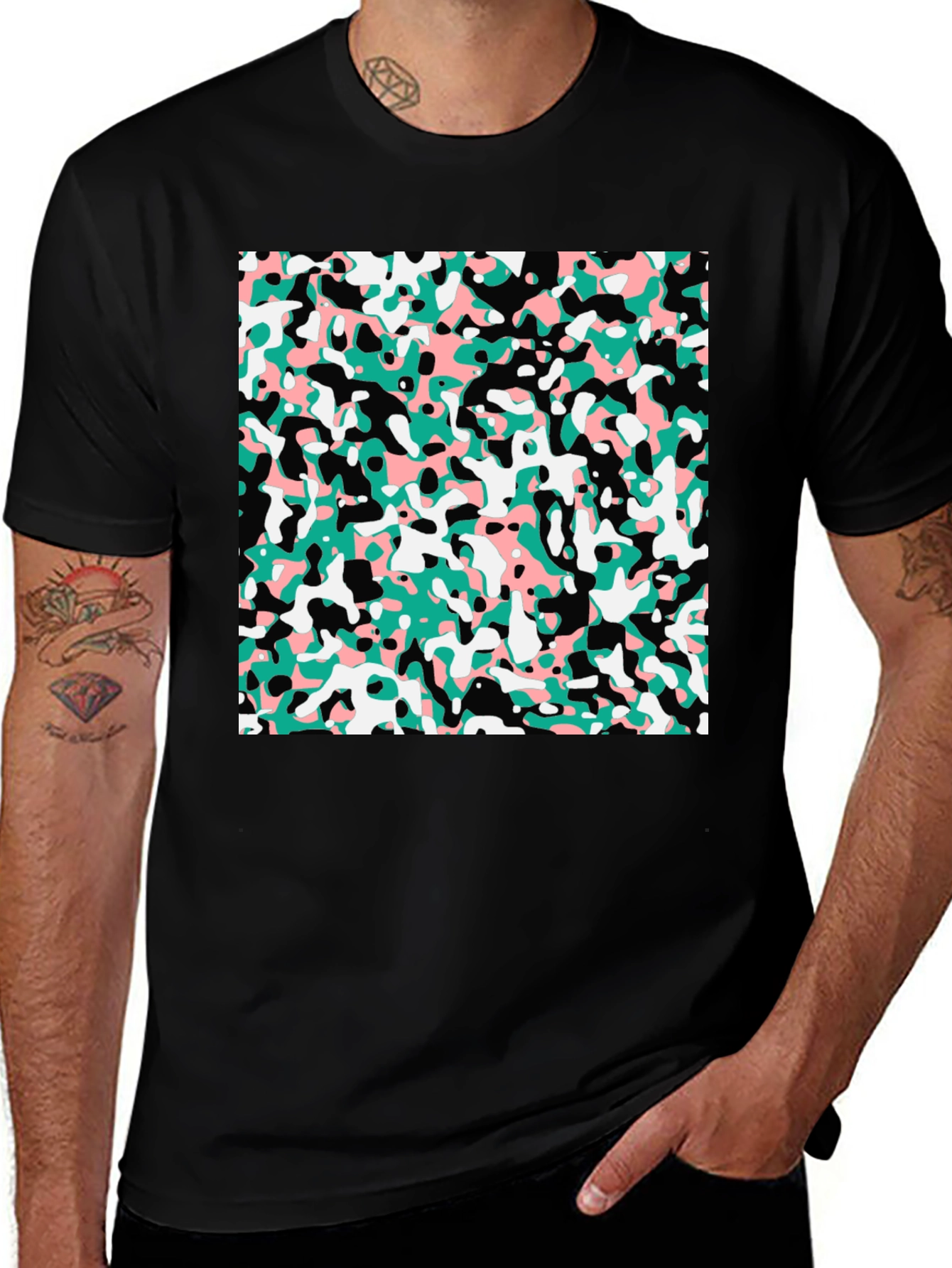 Variant 26 of Abstract Camo Print Black T-Shirt