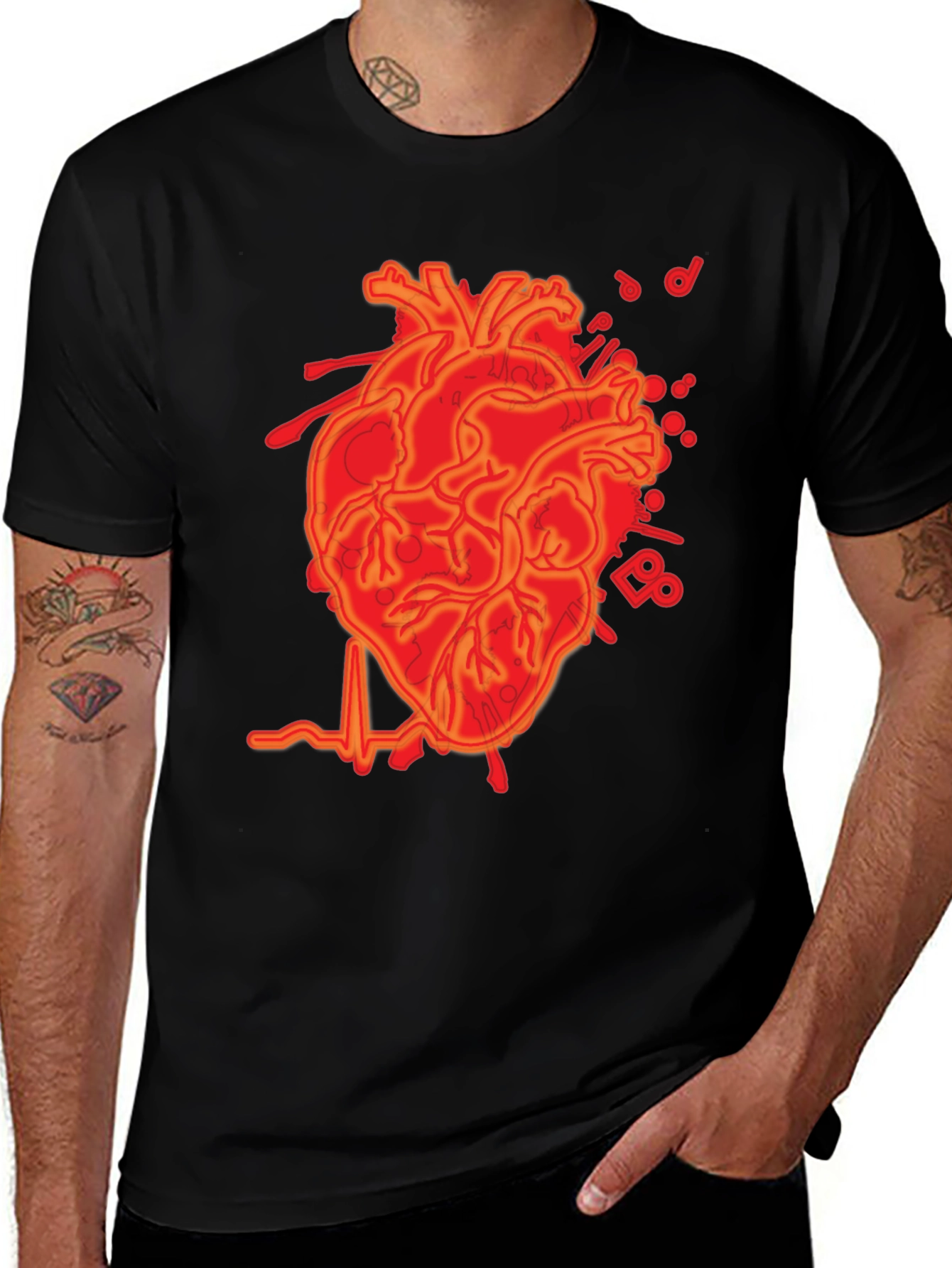 Variant 21 of Anatomical Heartbeat Graphic Tee - Mens Black T-Shirt