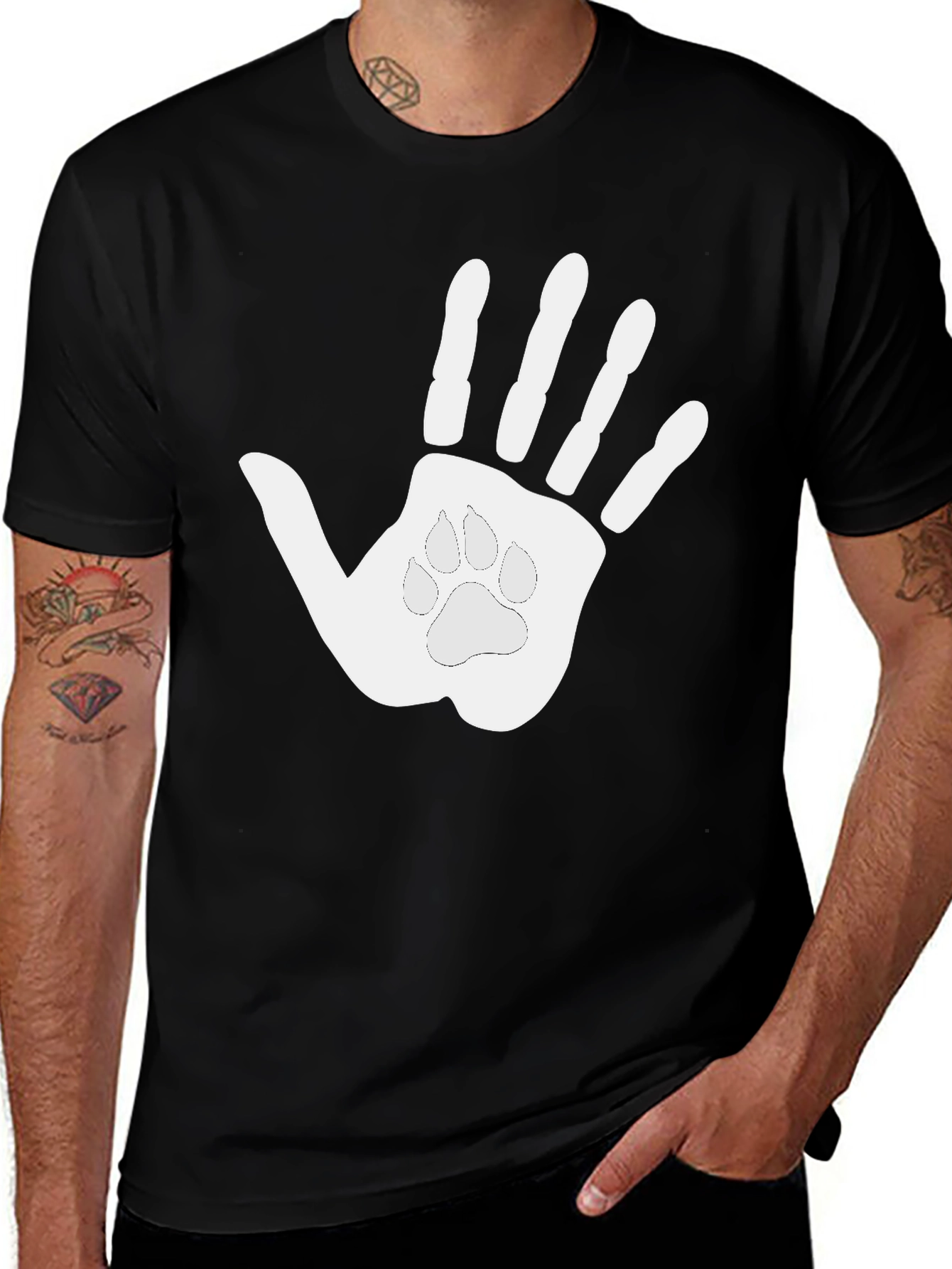 Variant 19 of Hand Paw Print Black T-Shirt
