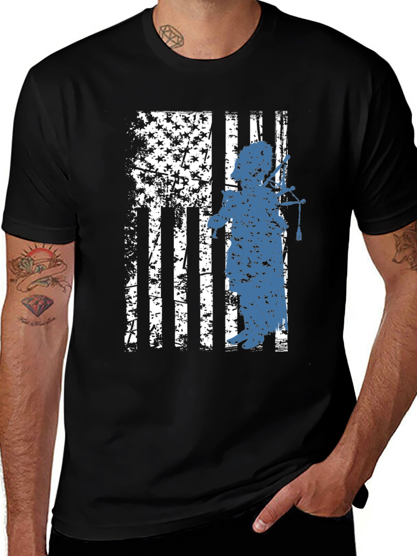 Variant 9 of Patriotic Bagpiper Graphic Tee