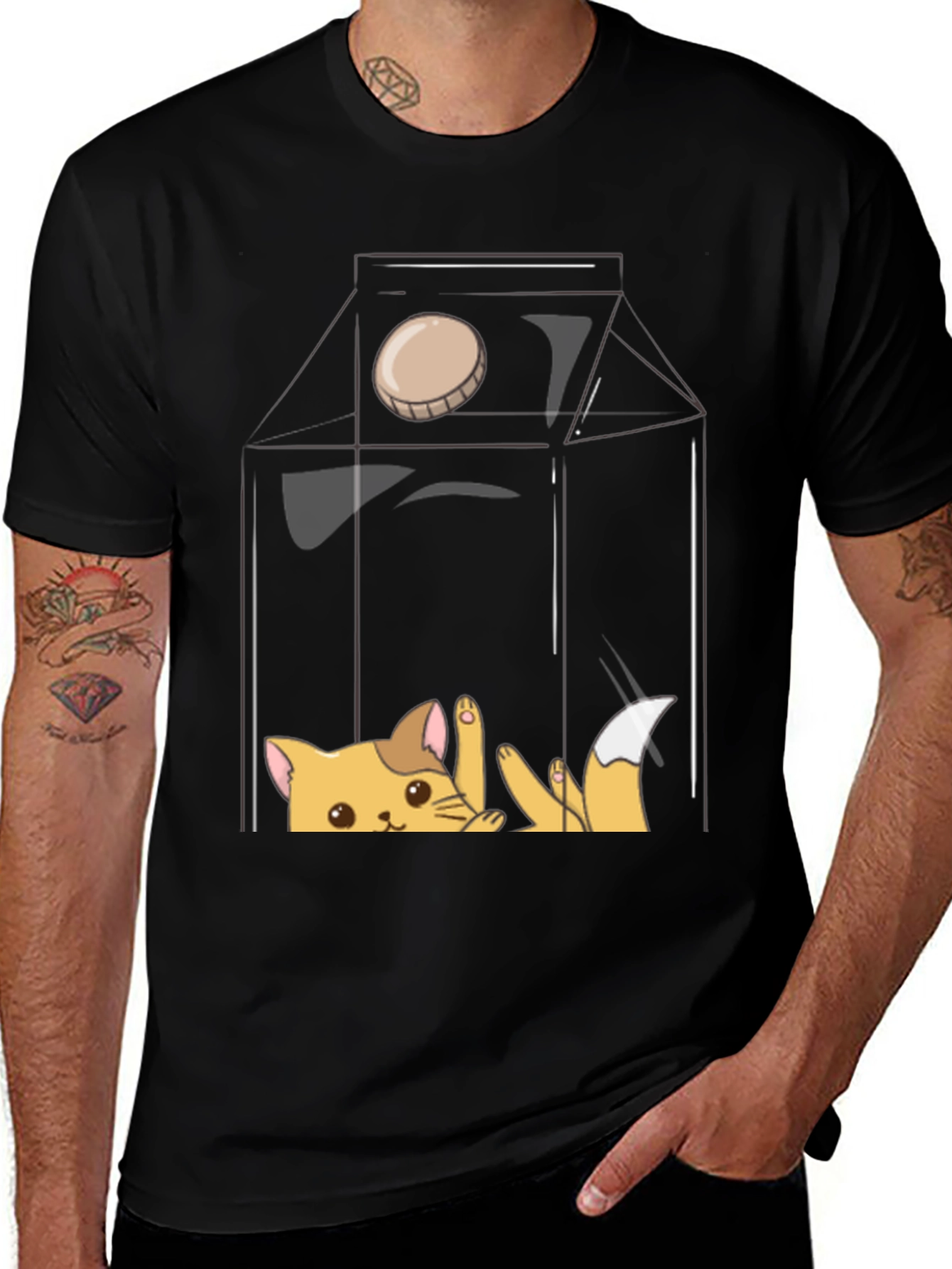 Variant 21 of Cat Milk Carton Graphic Tee