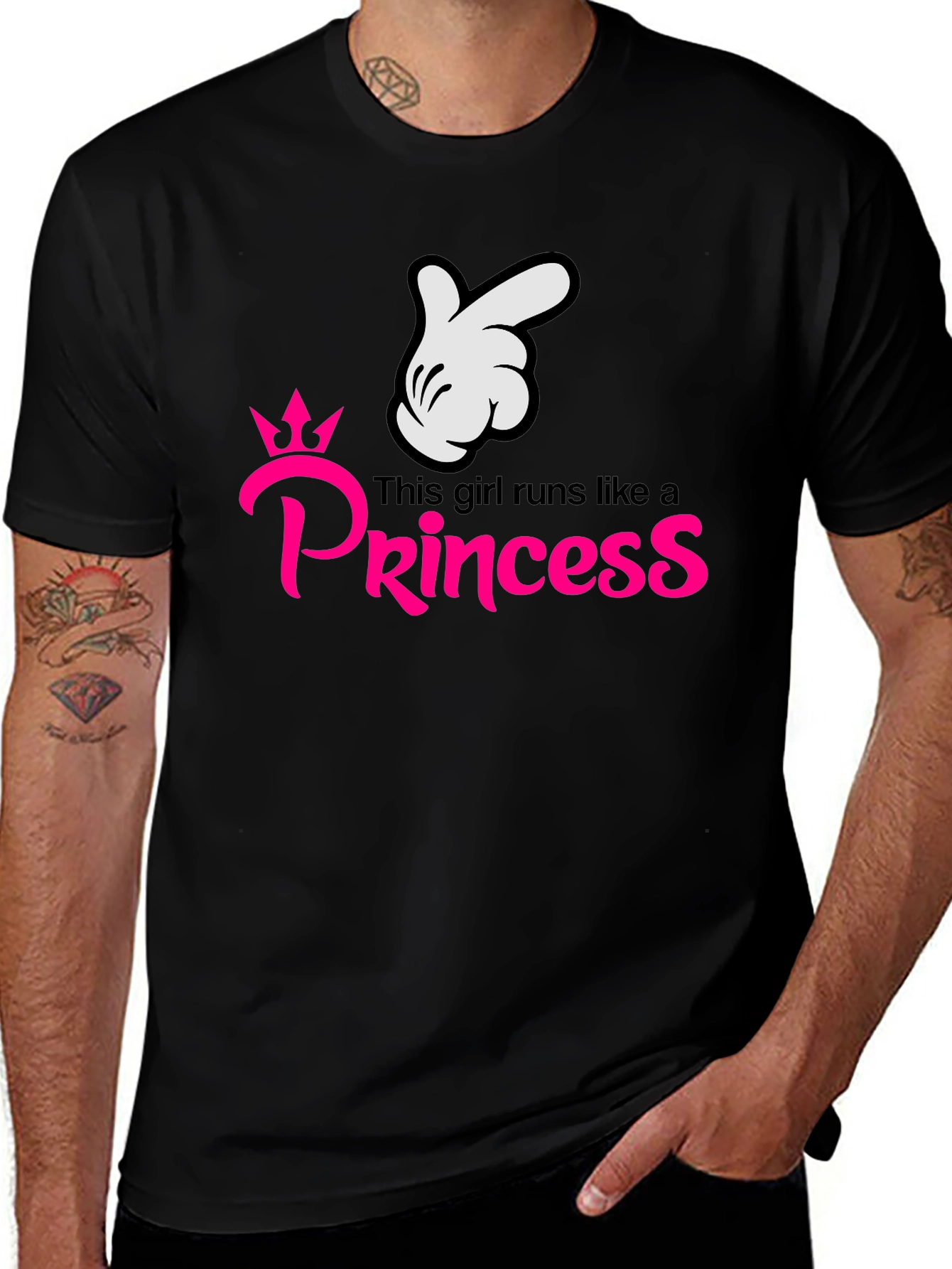 Variant 8 of Girls Runs Like a Princess Black T-Shirt