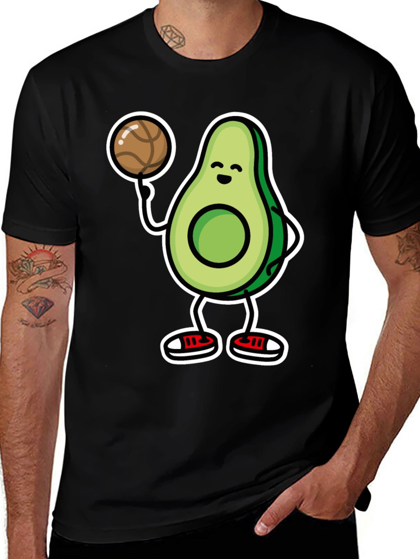 Variant 17 of Avocado Basketball T-Shirt - Black, Cartoon Style