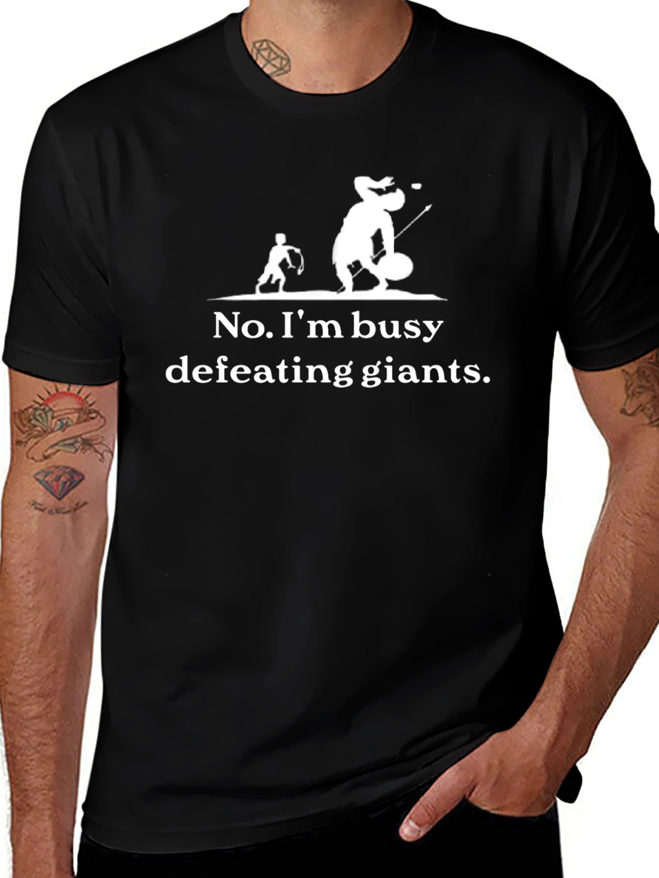 Defeating Giants Graphic Tee - Black