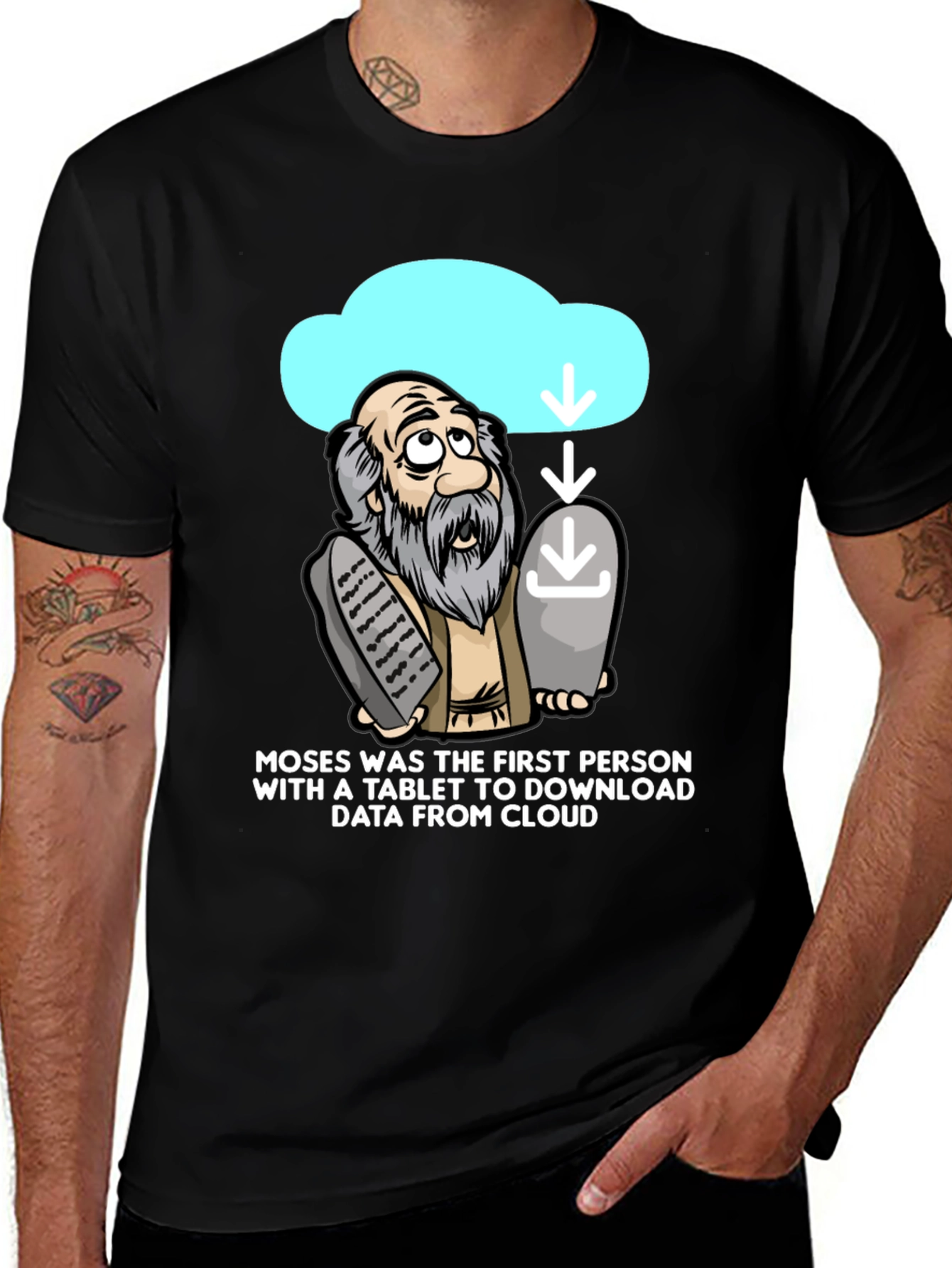 Moses Cloud Tablet T-Shirt Funny Tech Humor