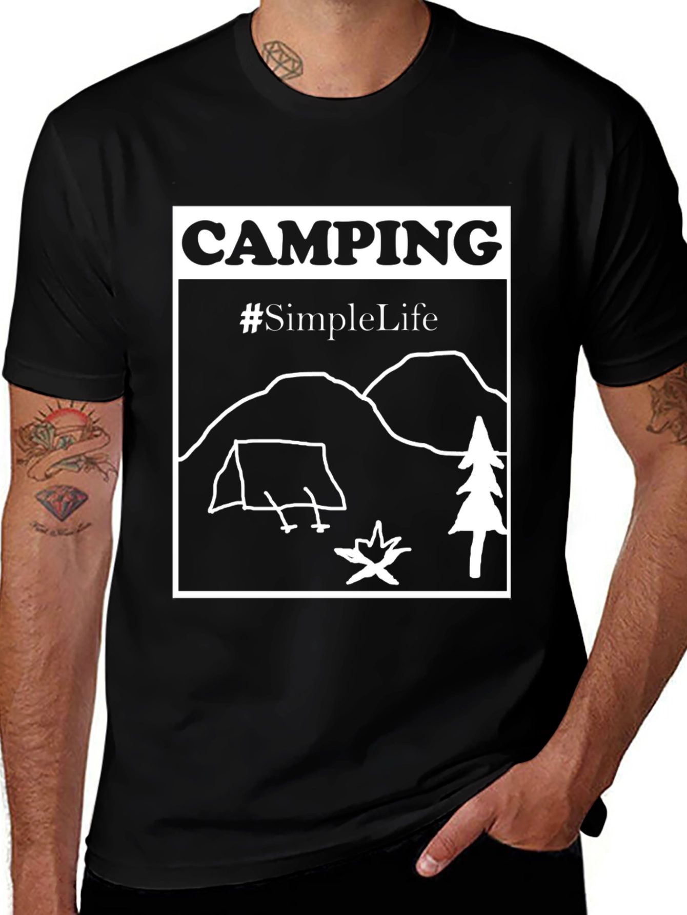 Variant 5 of Camping #SimpleLife Graphic Tee - Black Cotton T-Shirt
