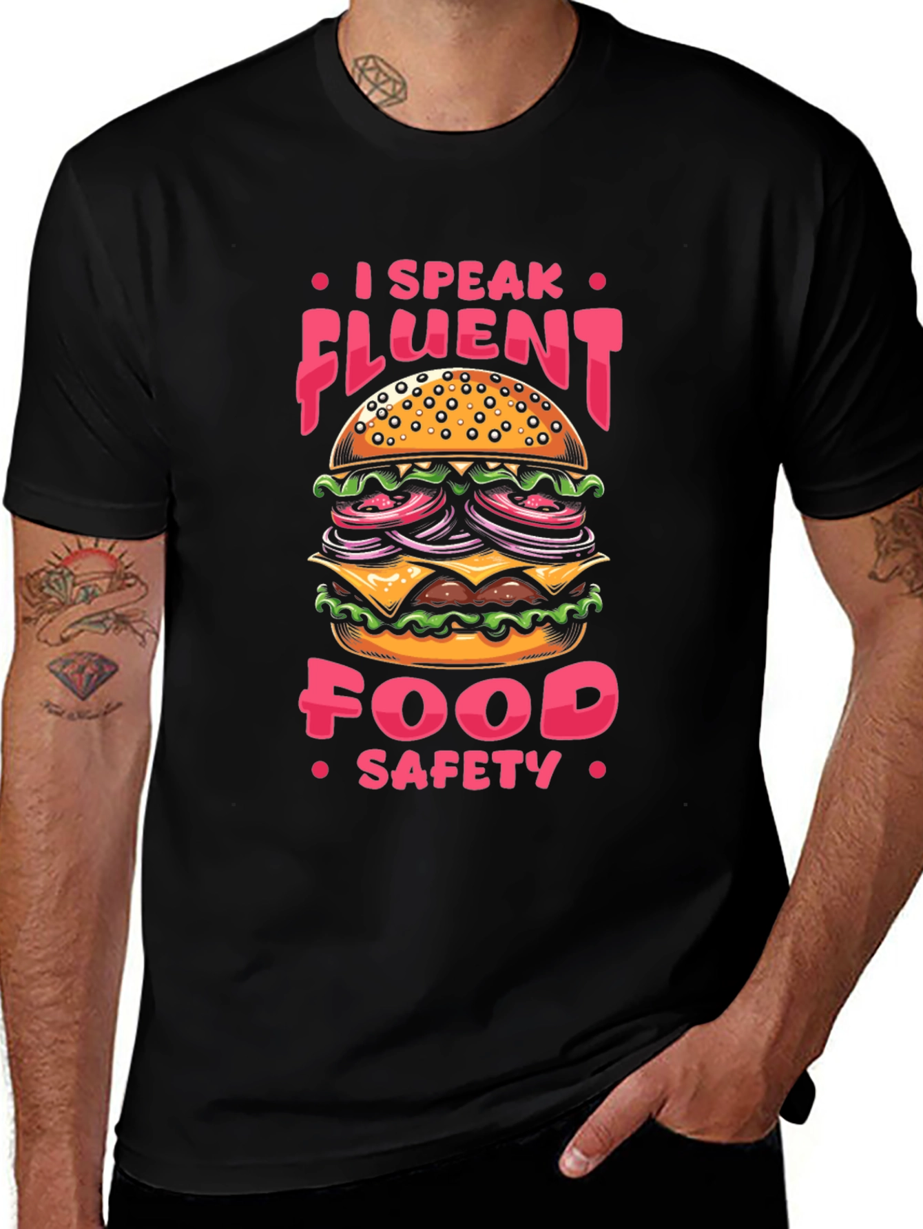 Variant 11 of I Speak Fluent Food Safety Black T-Shirt