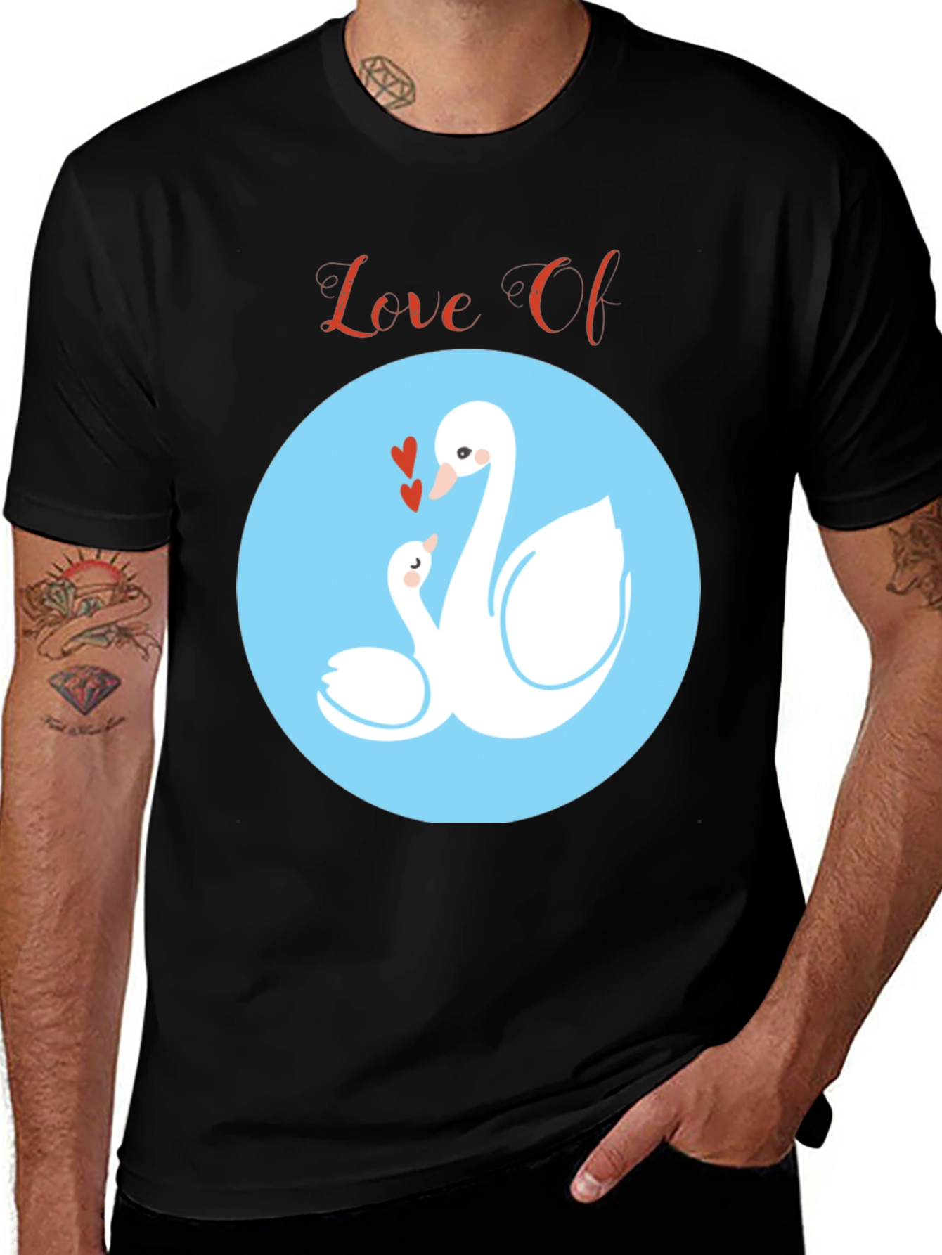 Variant 12 of Swan Love Graphic Tee - Black Casual Shirt