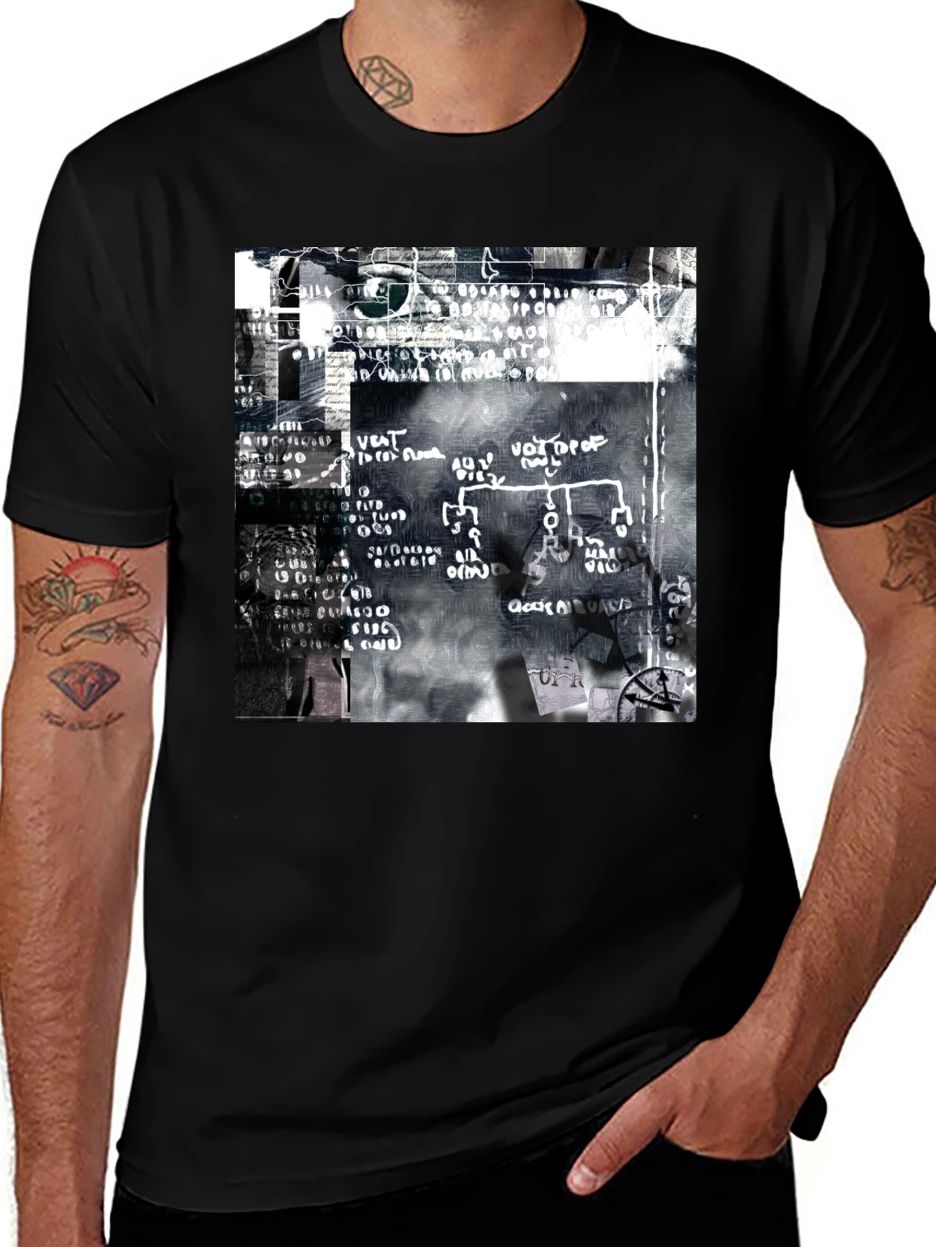 Variant 21 of Abstract Graphic Print Black T-Shirt