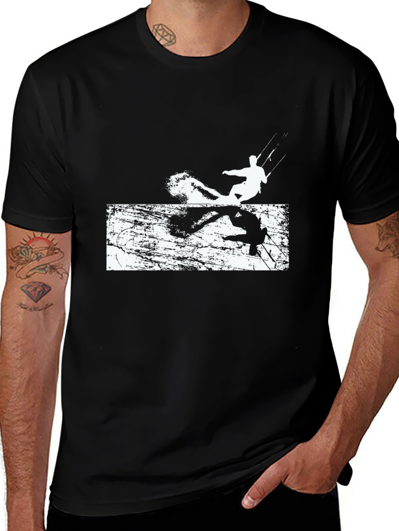 Black Cool Kitesurfing Black Tee Shirt main image